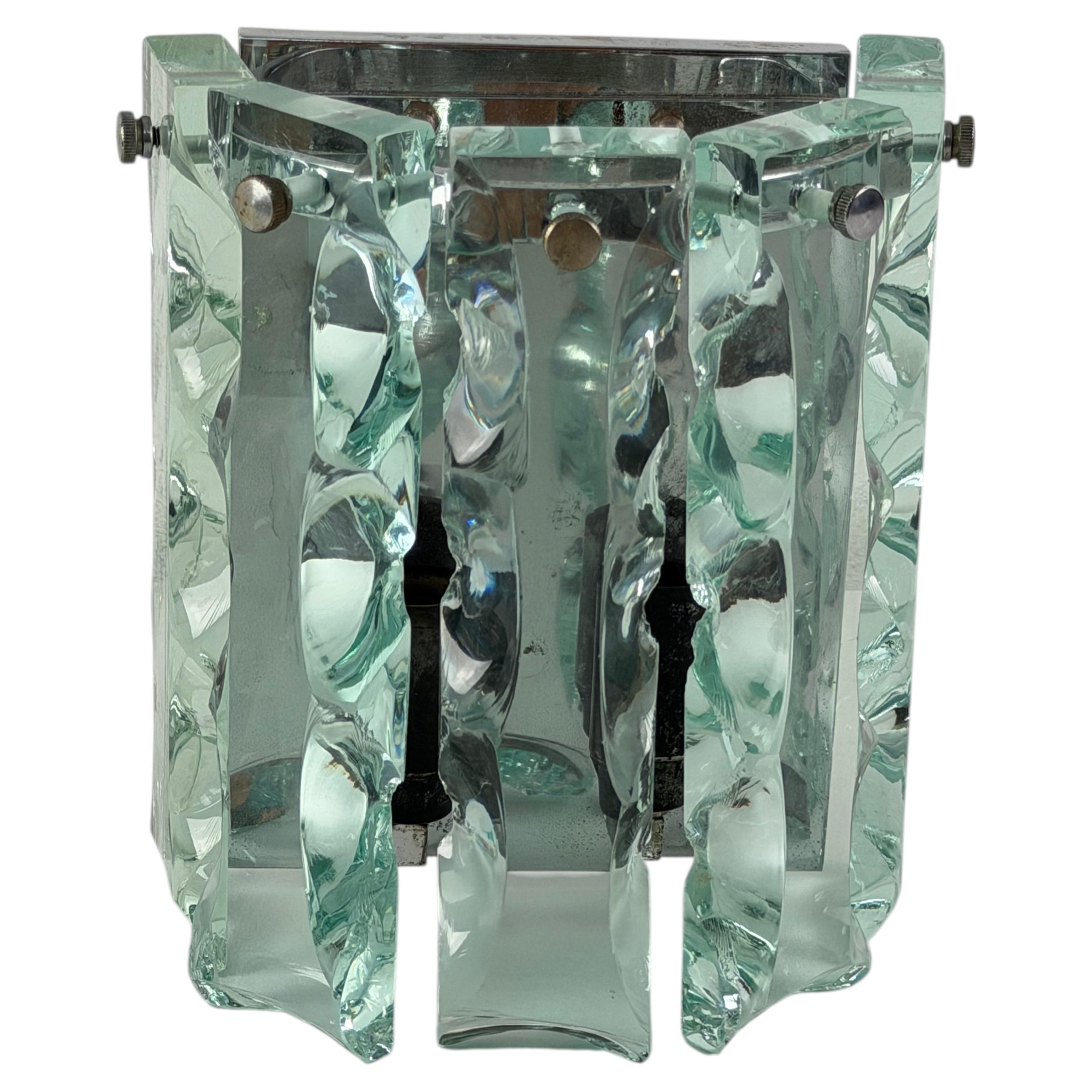 Lampada da parete in vetro di Murano verde Nilo attribuita a Zeroquattro per Fontana Arte in vendita