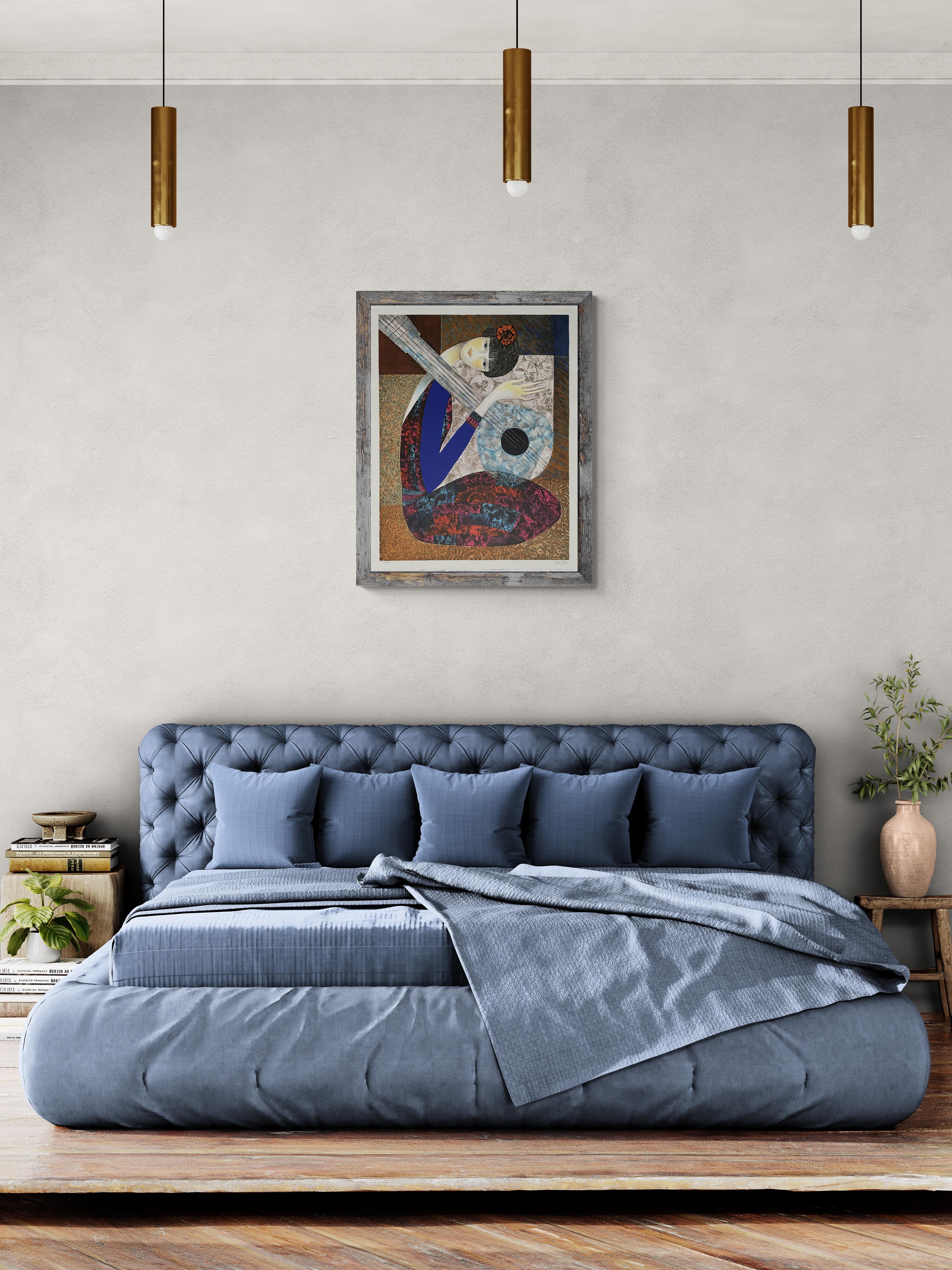 Nile Jade Justine Guitar 1998 Signed Lithograph Mourlot Paris For Sale 1