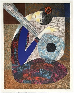 Nilo Jade Justine Guitarra 1998 Litografía firmada Mourlot Paris
