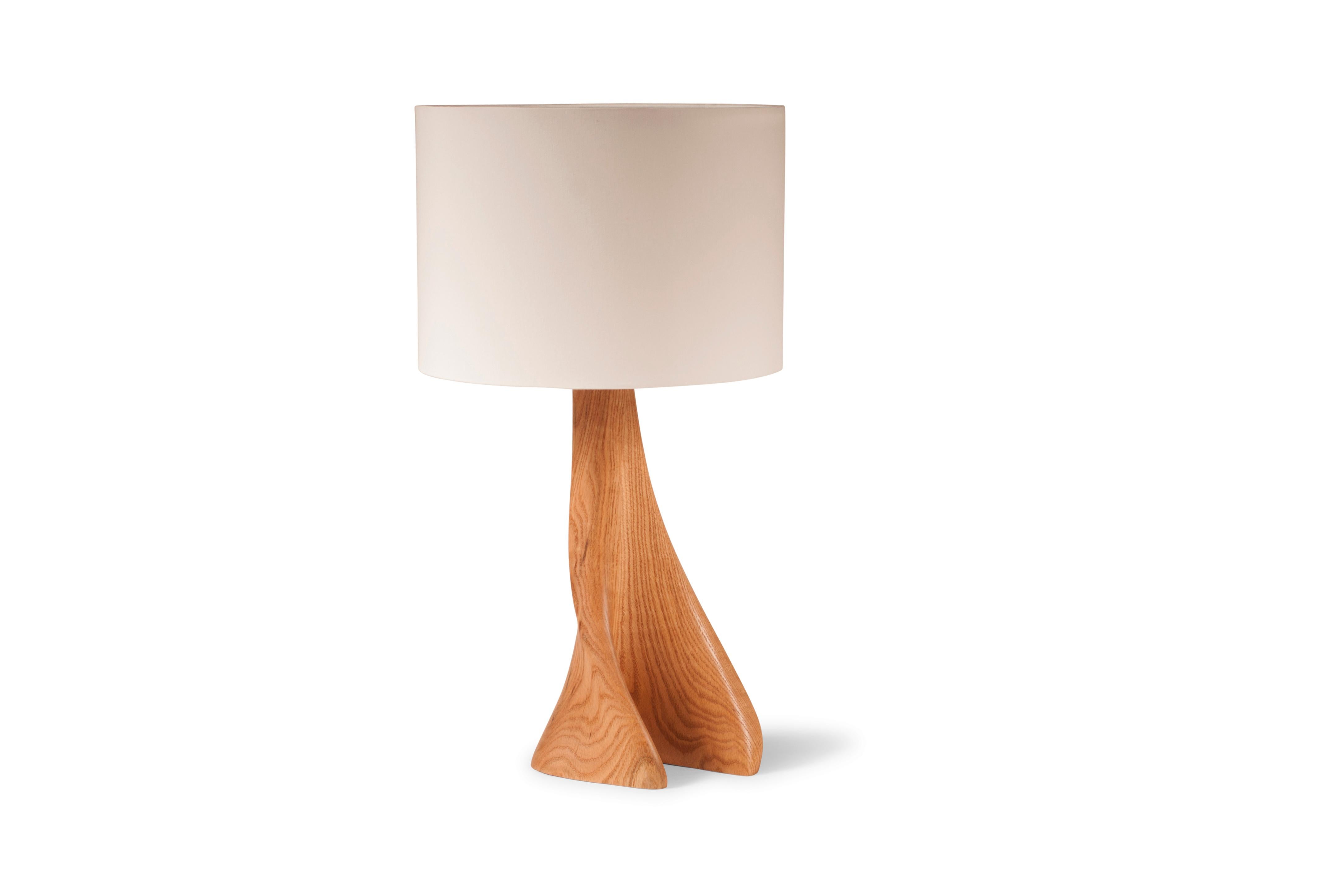 Contemporary Nile Lamp Ebony stain on Ash wood with Ivory Silk Shade by Amorph For Sale