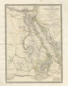 Nile River & Abyssinia Antique Map, Ethiopia–Sudan–Egypt, Lapie 1837