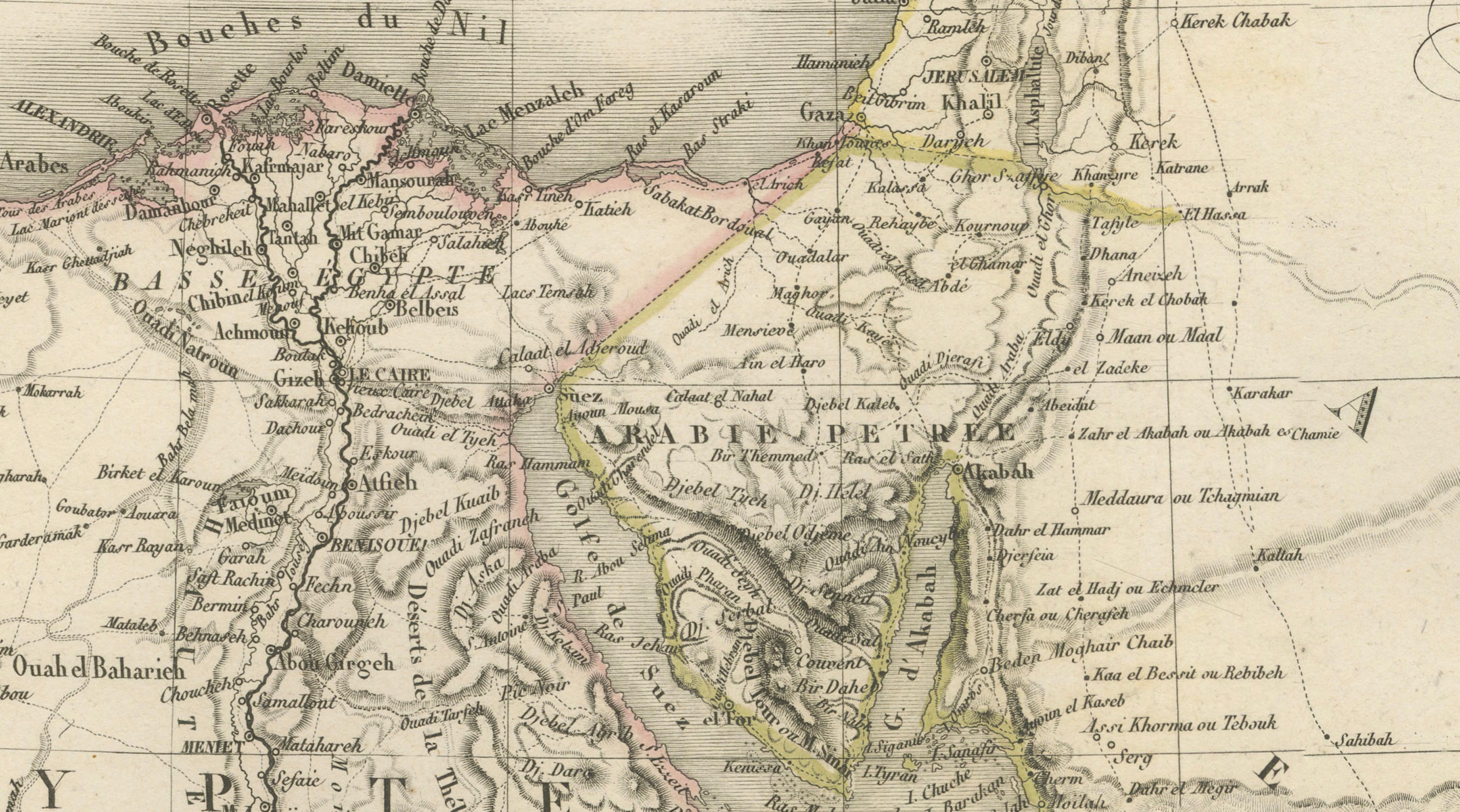 Nile River & Abyssinia Antique Map, Ethiopia–Sudan–Egypt, Lapie 1837