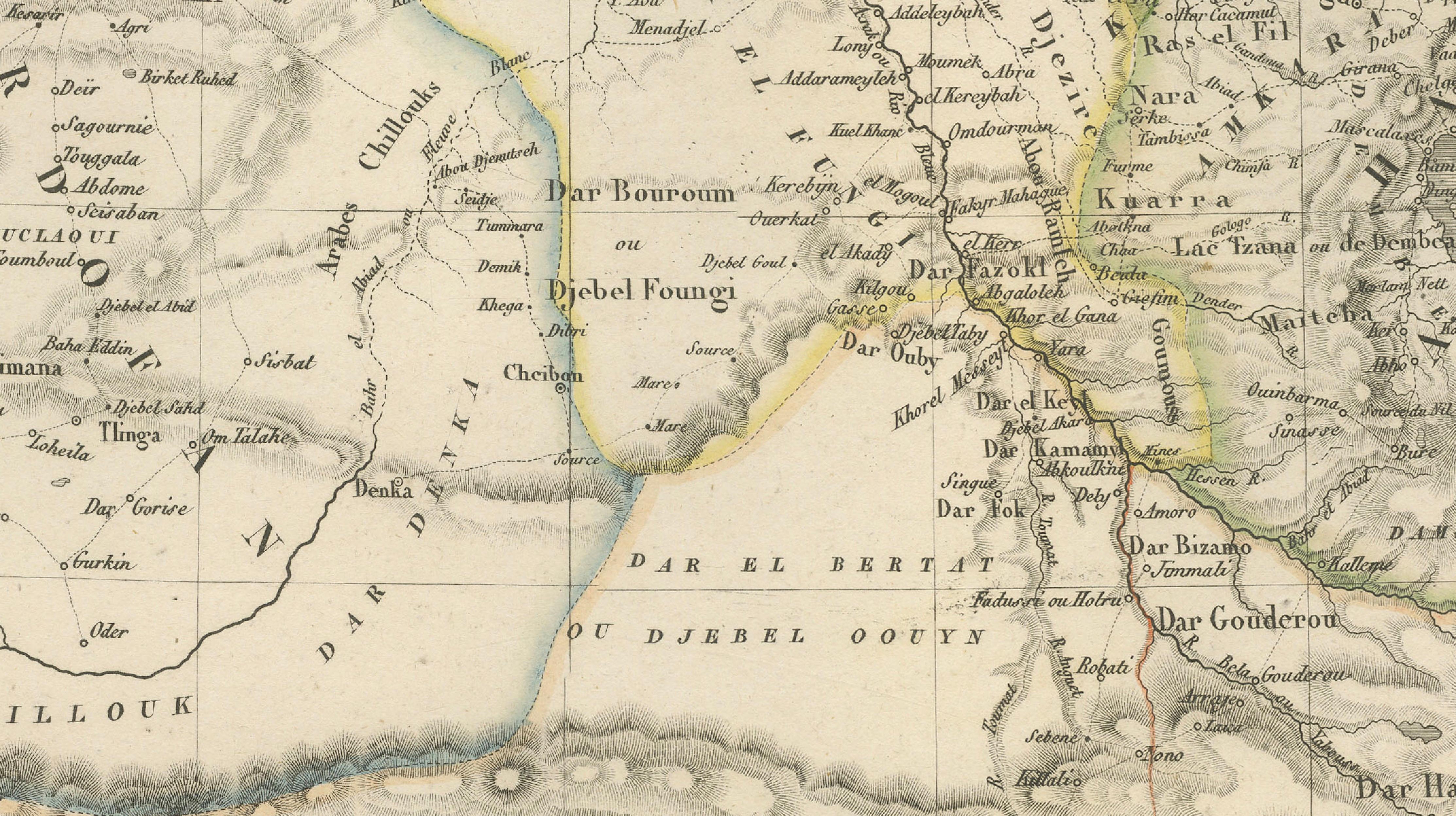 Nile River & Abyssinia Antique Map, Ethiopia–Sudan–Egypt, Lapie 1837