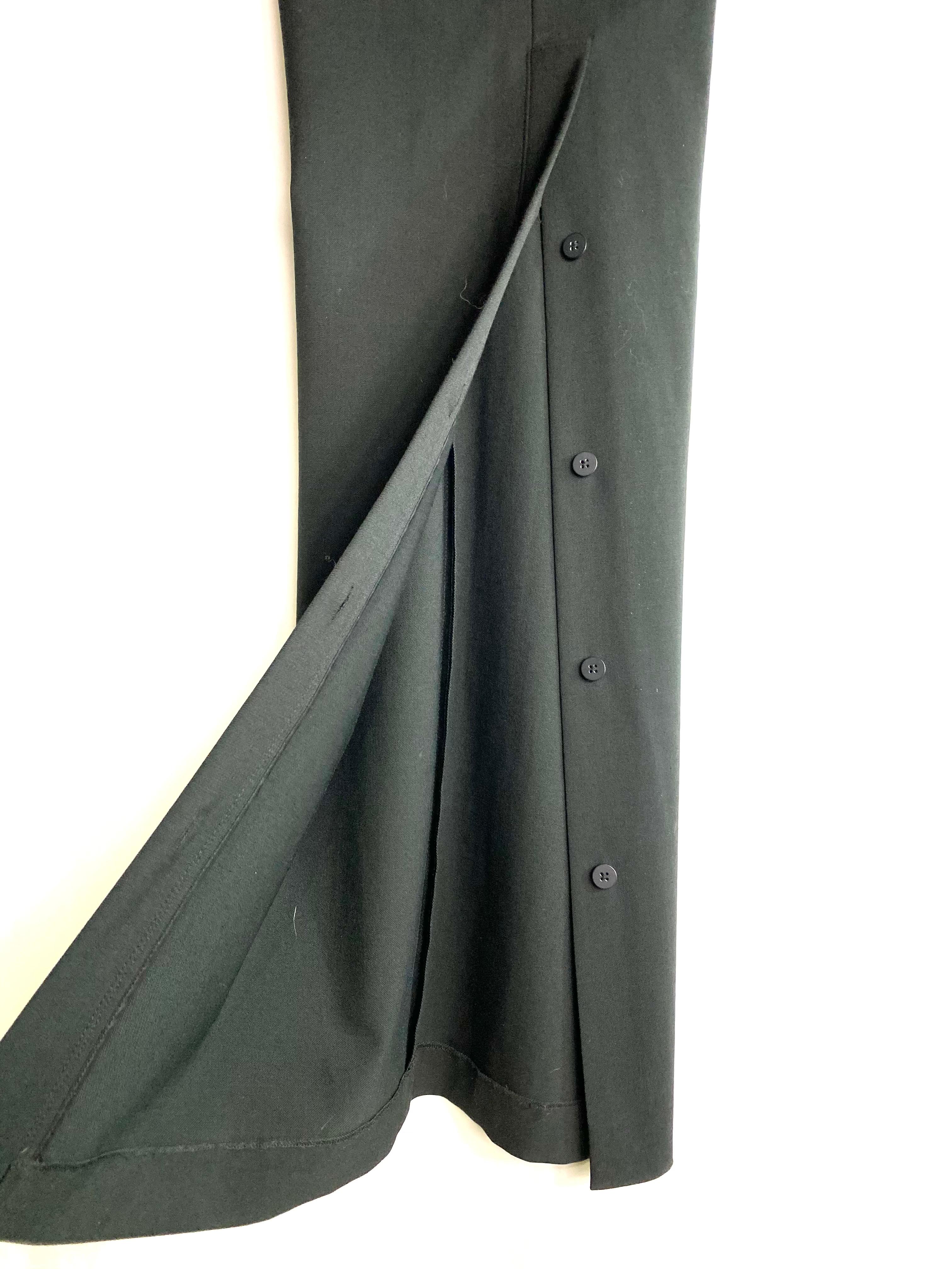 Pantaloni a gamba larga in lana nera di Nili Lontan in vendita 5