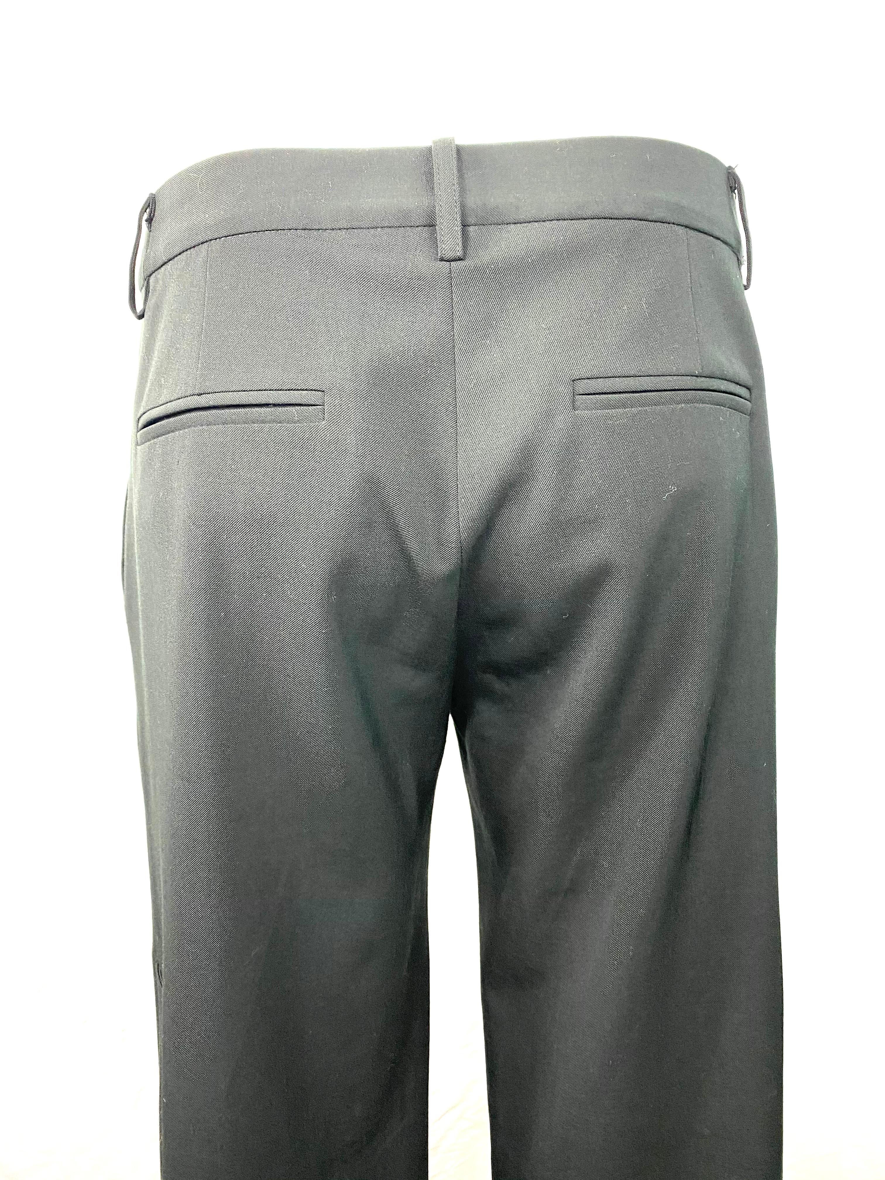 Pantaloni a gamba larga in lana nera di Nili Lontan in vendita 1