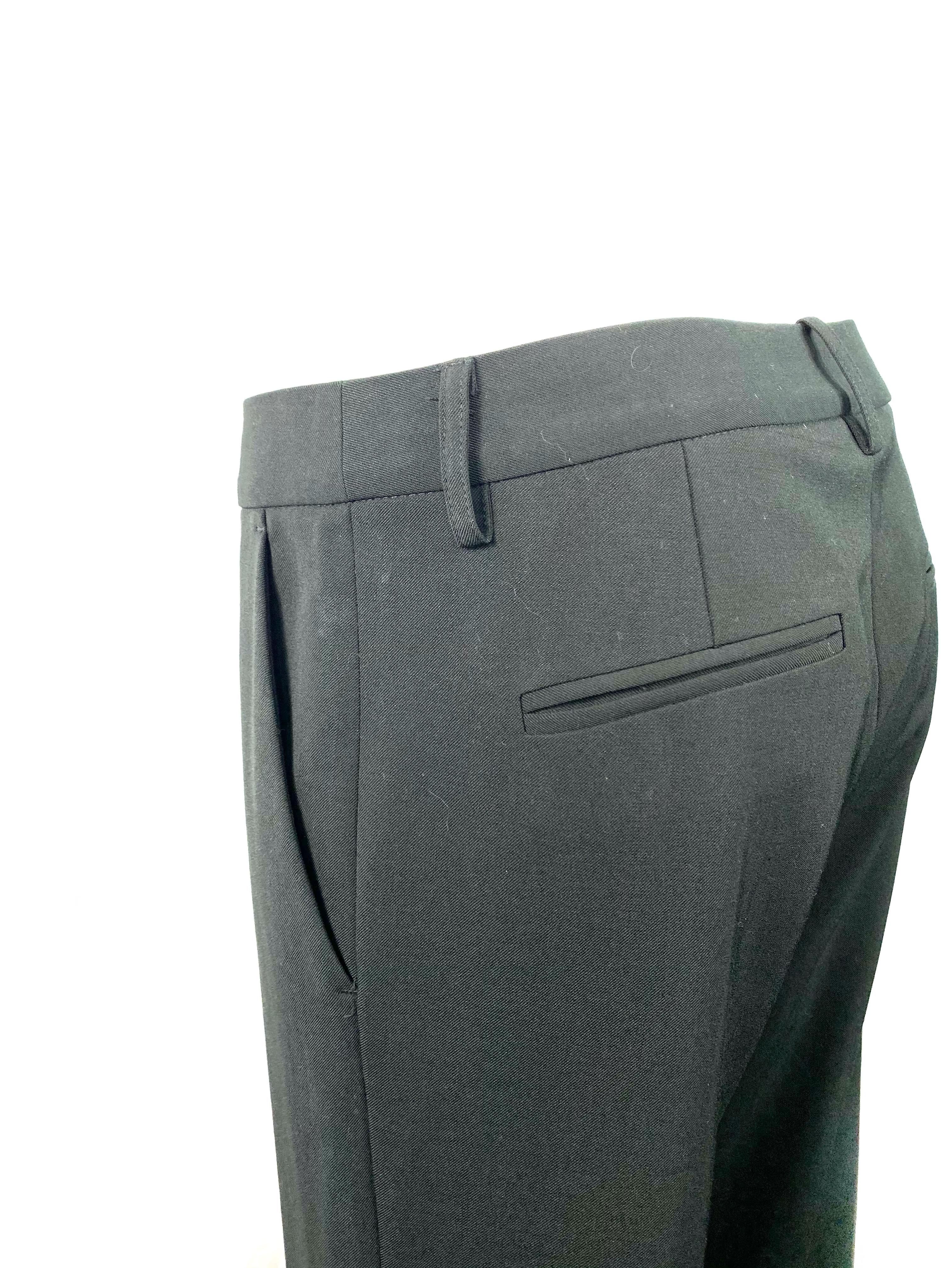 Pantaloni a gamba larga in lana nera di Nili Lontan in vendita 2