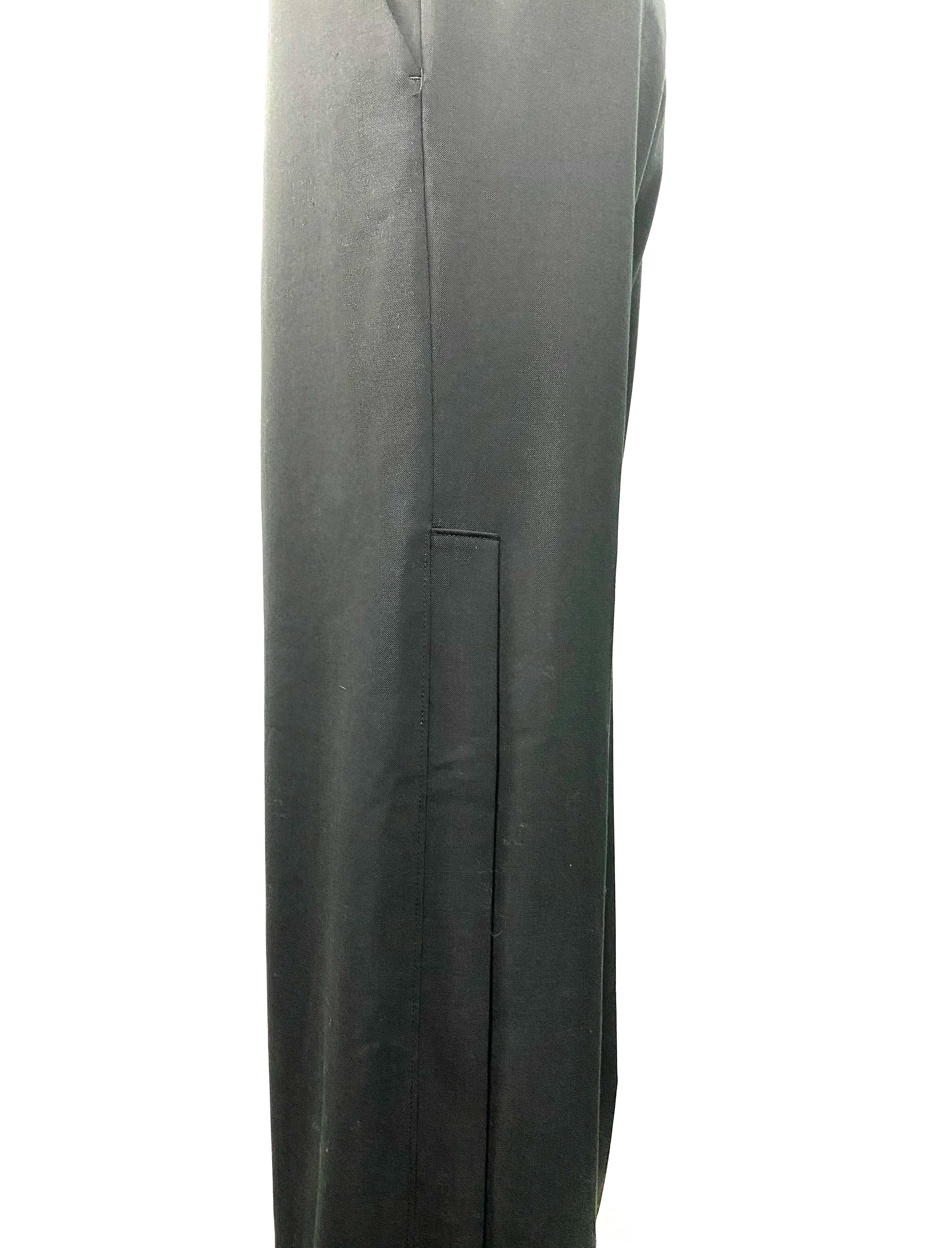 Pantaloni a gamba larga in lana nera di Nili Lontan in vendita 3