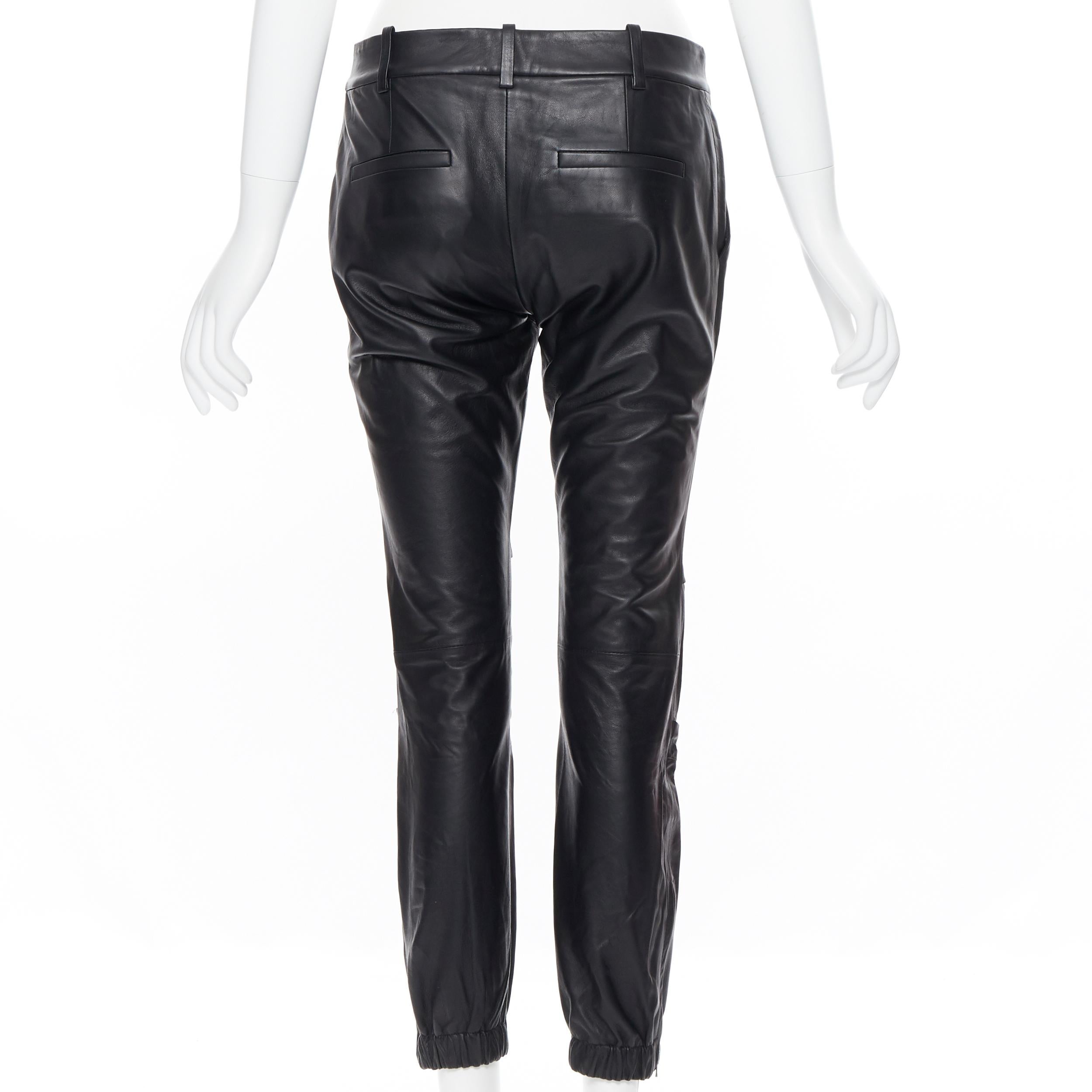 NILI LOTAN 100% lambskin leather elasticated cuff hem casual pants US0 XS In Excellent Condition In Hong Kong, NT
