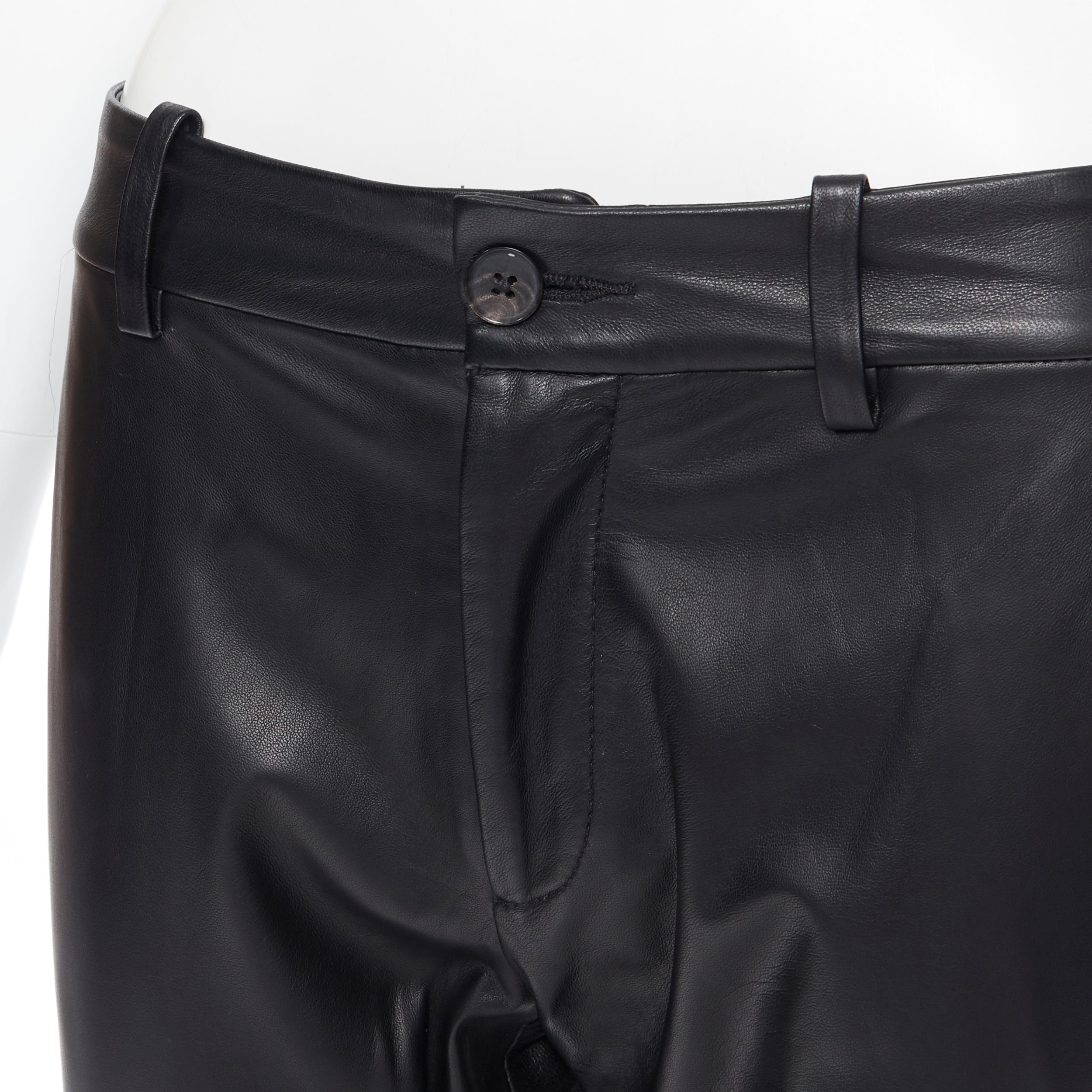 NILI LOTAN 100% lambskin leather elasticated cuff hem casual pants US0 XS 2