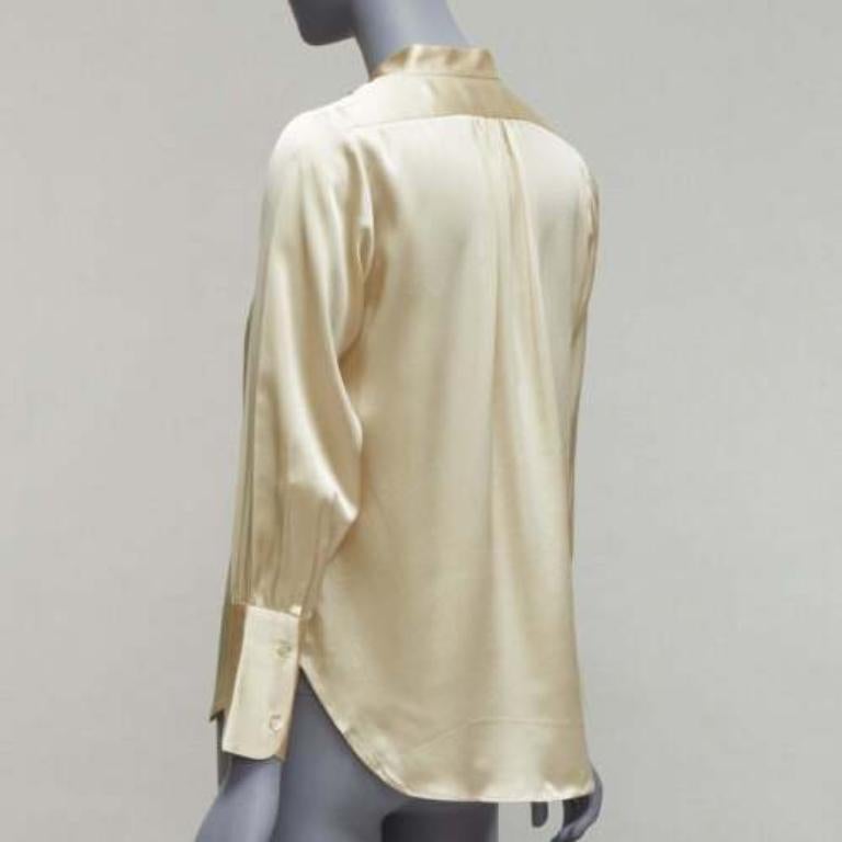 NILI LOTAN 100% silk champagne pleated shoulder seam V neck popover blouse XS For Sale 1