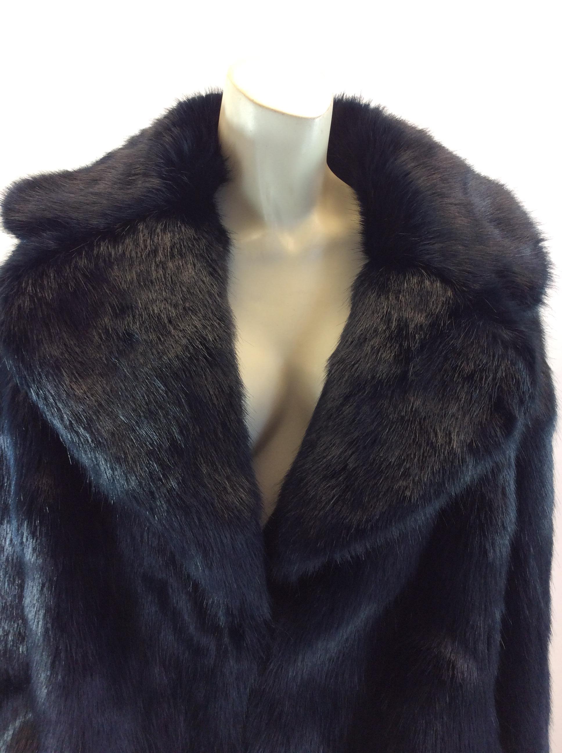 Women's Nili Lotan Black Faux Fur Coat For Sale
