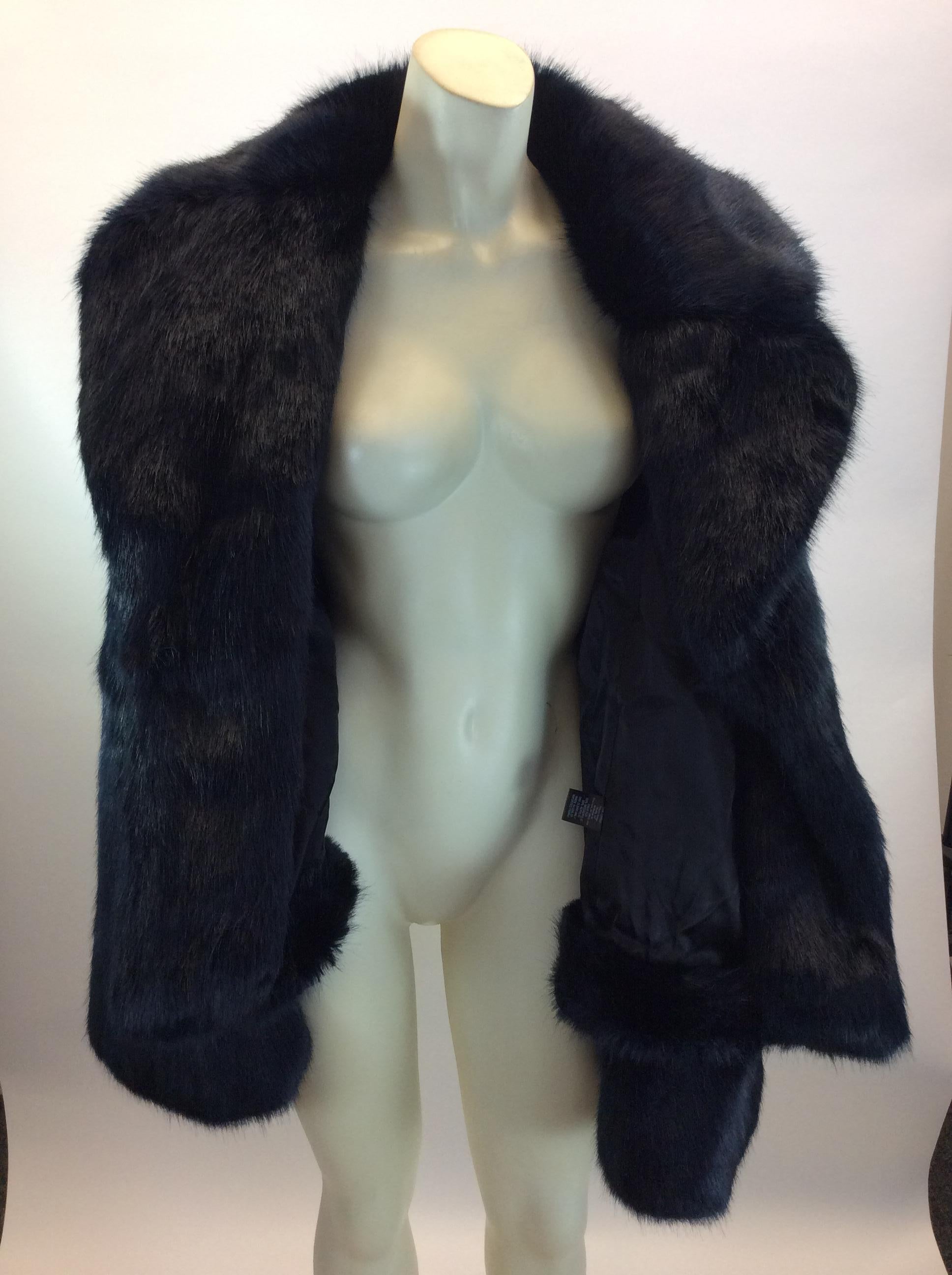 Nili Lotan Black Faux Fur Coat For Sale 1