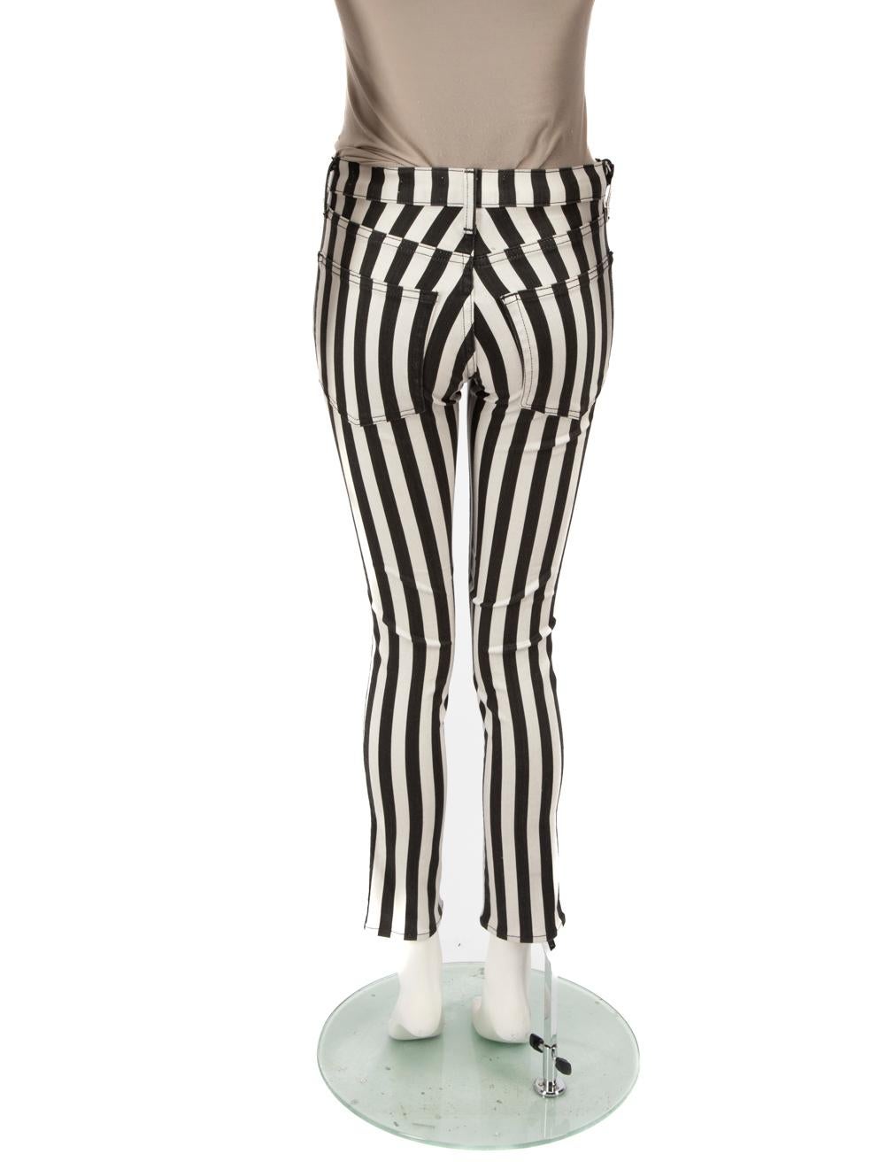 Gray Nili Lotan Black & White Striped Jeans Size XS For Sale