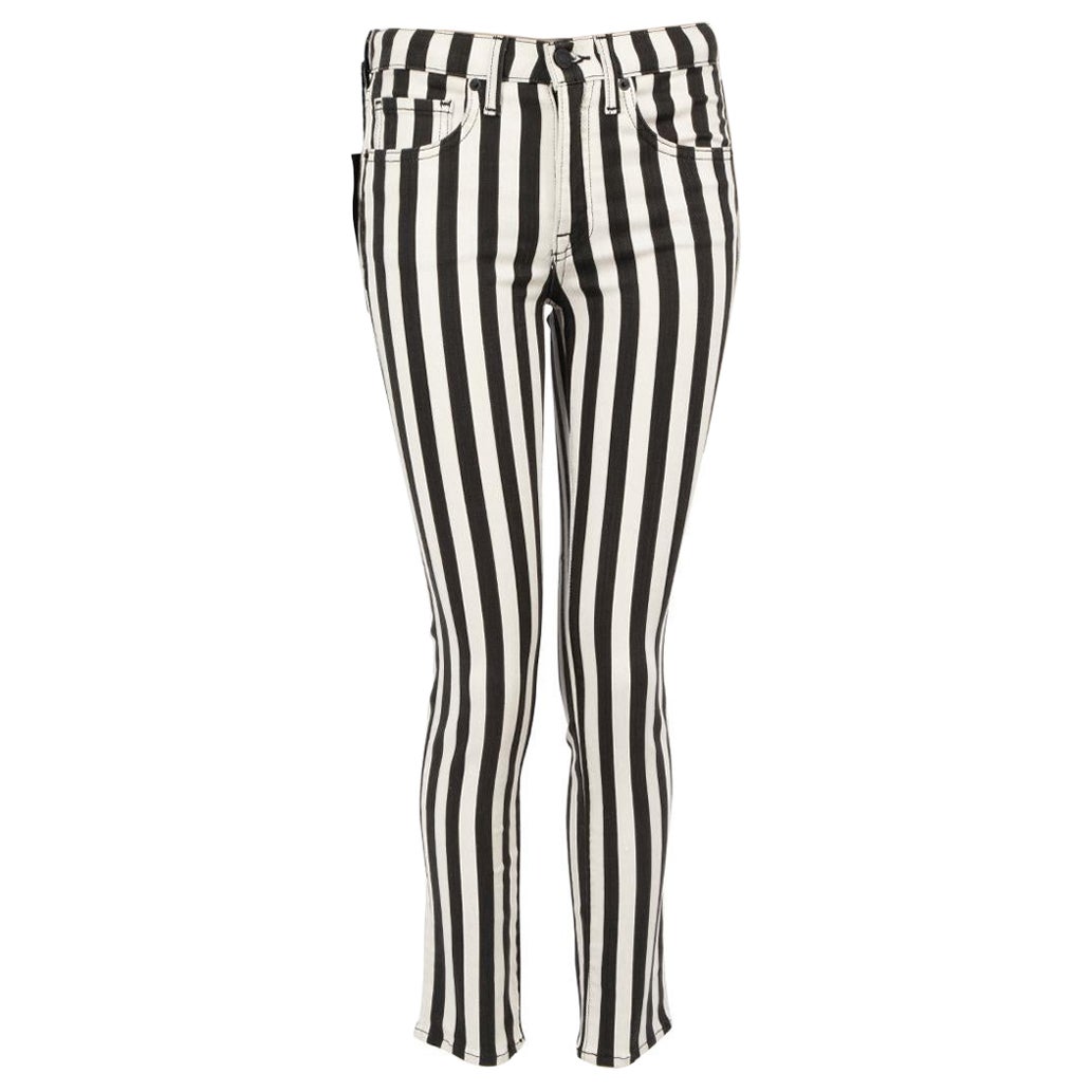 Nili Lotan Black 
White Striped Jeans Size XS For Sale