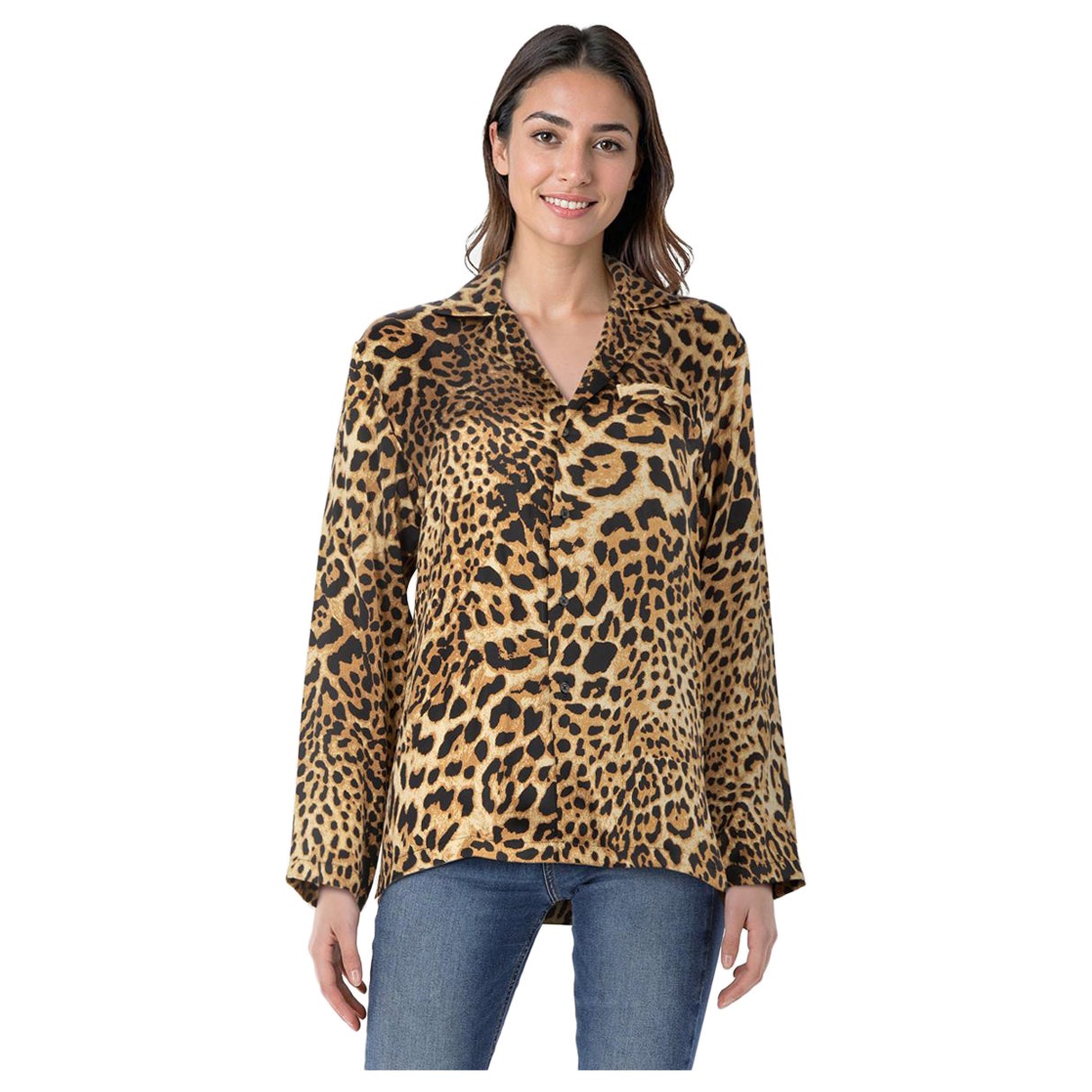 Camicia in seta con stampa leopardo marrone di Nili Lotan Lotan taglia XS