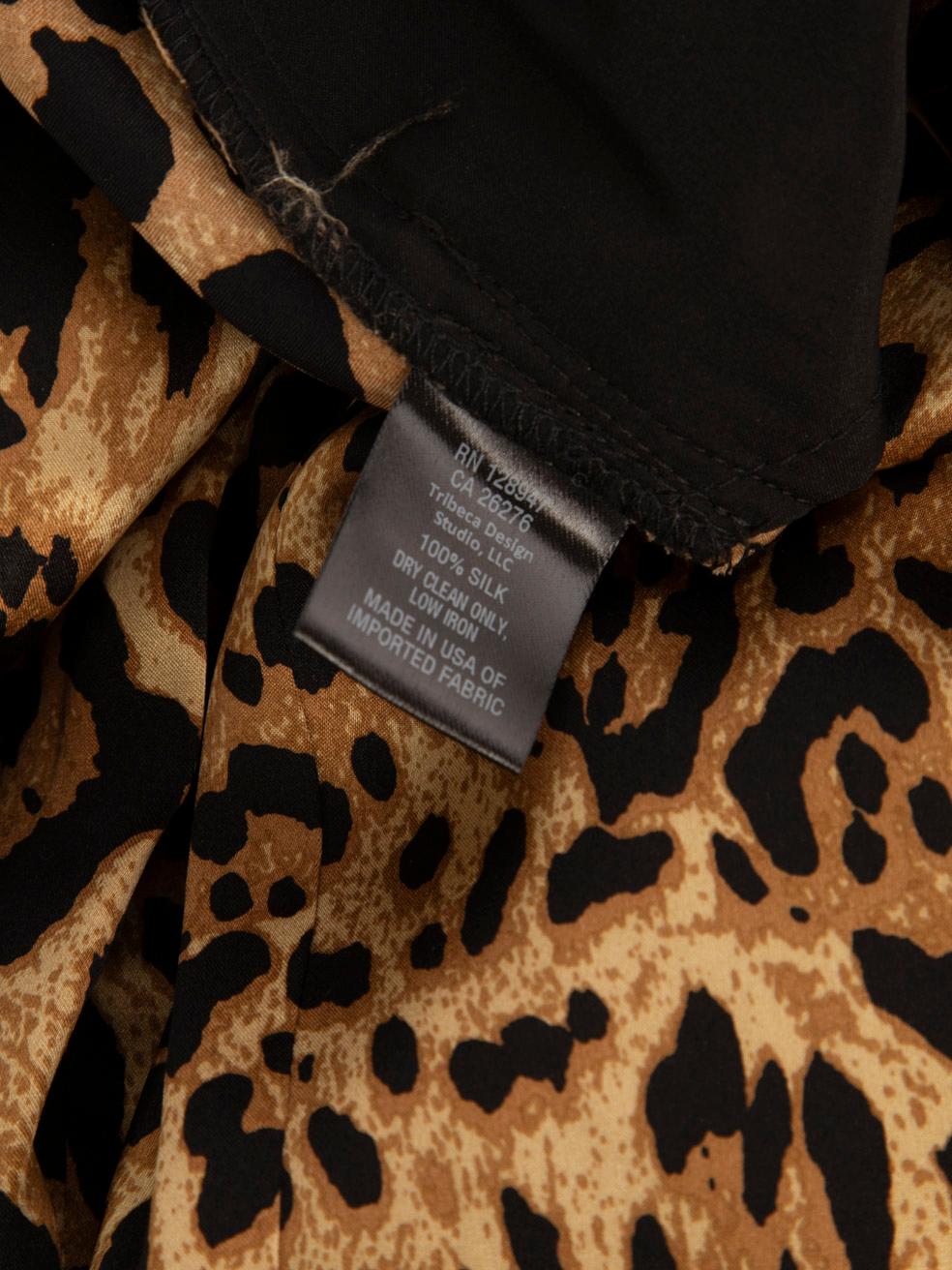 De las mujeres Pantalones de seda marrón con estampado de leopardo Nili Lotan Talla S en venta