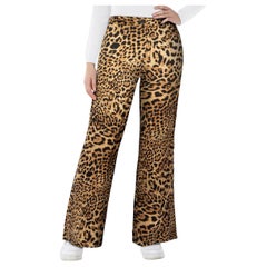 Nili Lotan Brown Silk Leopard Print Trousers Size S