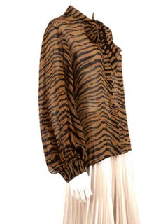 Nili Lotan Brown Silk Tiger Print Blouse Size L