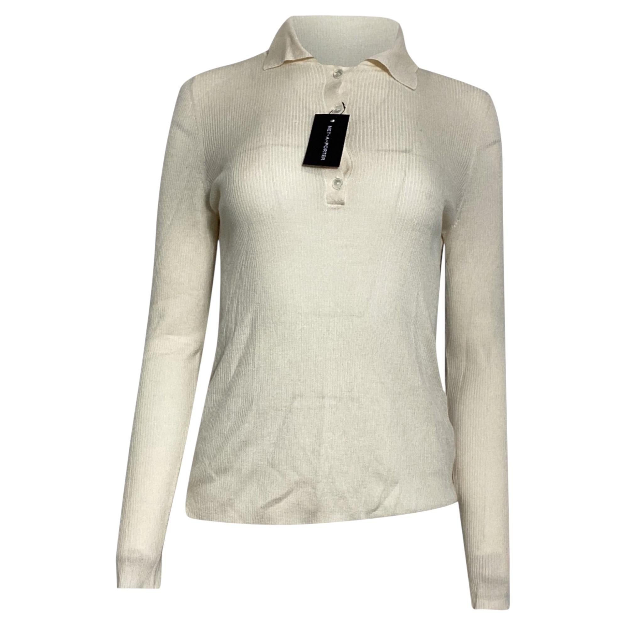 Nili Lotan Collared Sweater in Cream Wool For Sale