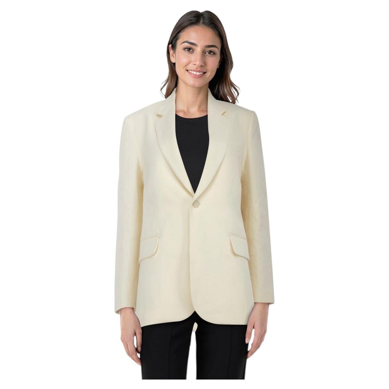 Nili Lotan Cream Single Breasted Blazer Size S