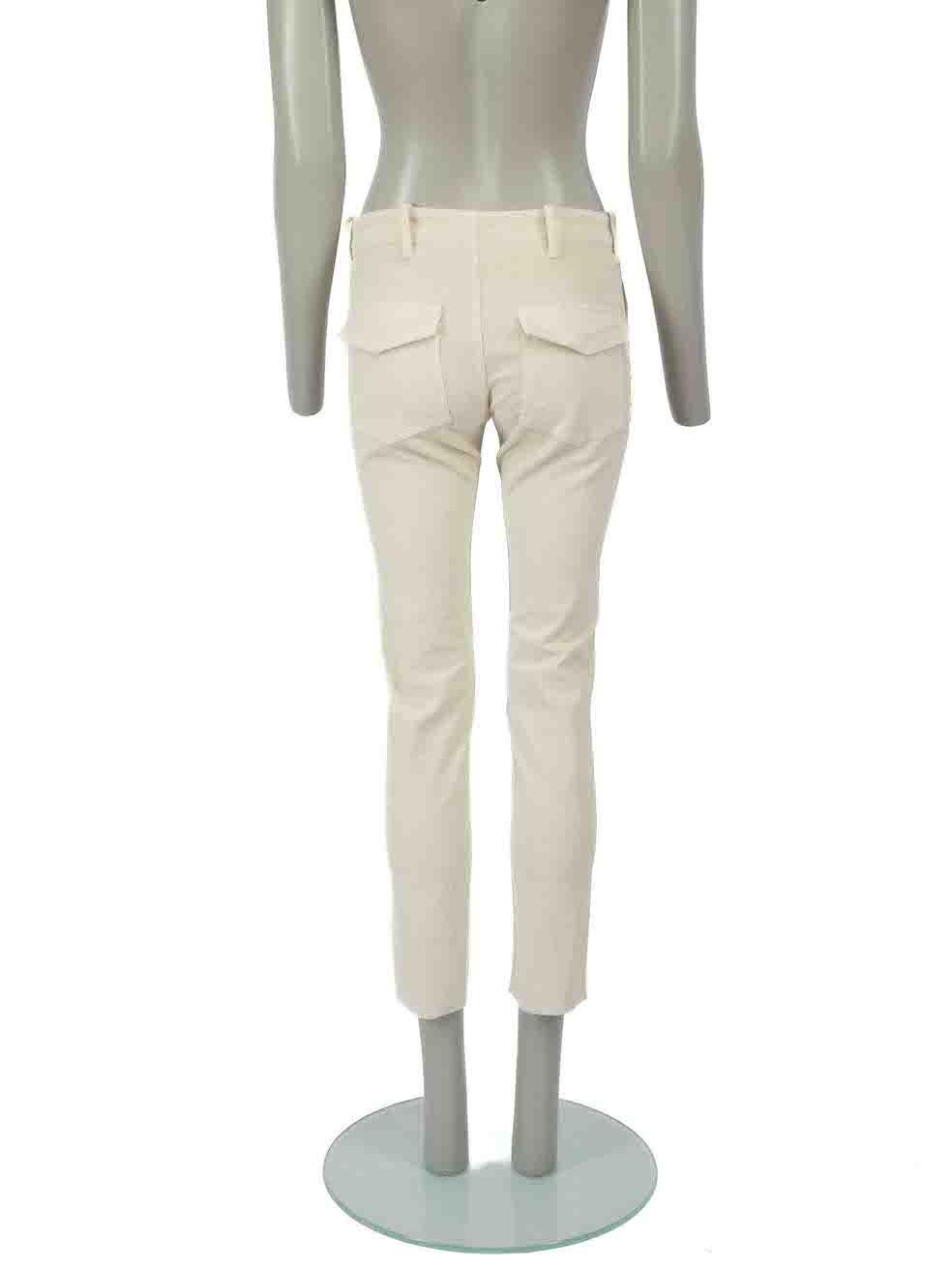 Beige Nili Lotan Ecru Corduroy Skinny Trousers Size XXS For Sale