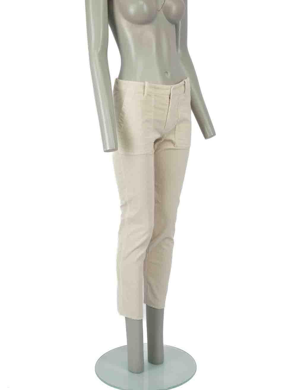 CONDITION is Very good. Hardly any visible wear to trousers is evident on this used Nili Lotan designer resale item.
 
 Details
 Ecru
 Corduroy
 Trousers
 Straight leg
 Cropped length
 Mid rise
 Raw hem
 2x Side pockets
 2x Back pockets
 Fly zip and