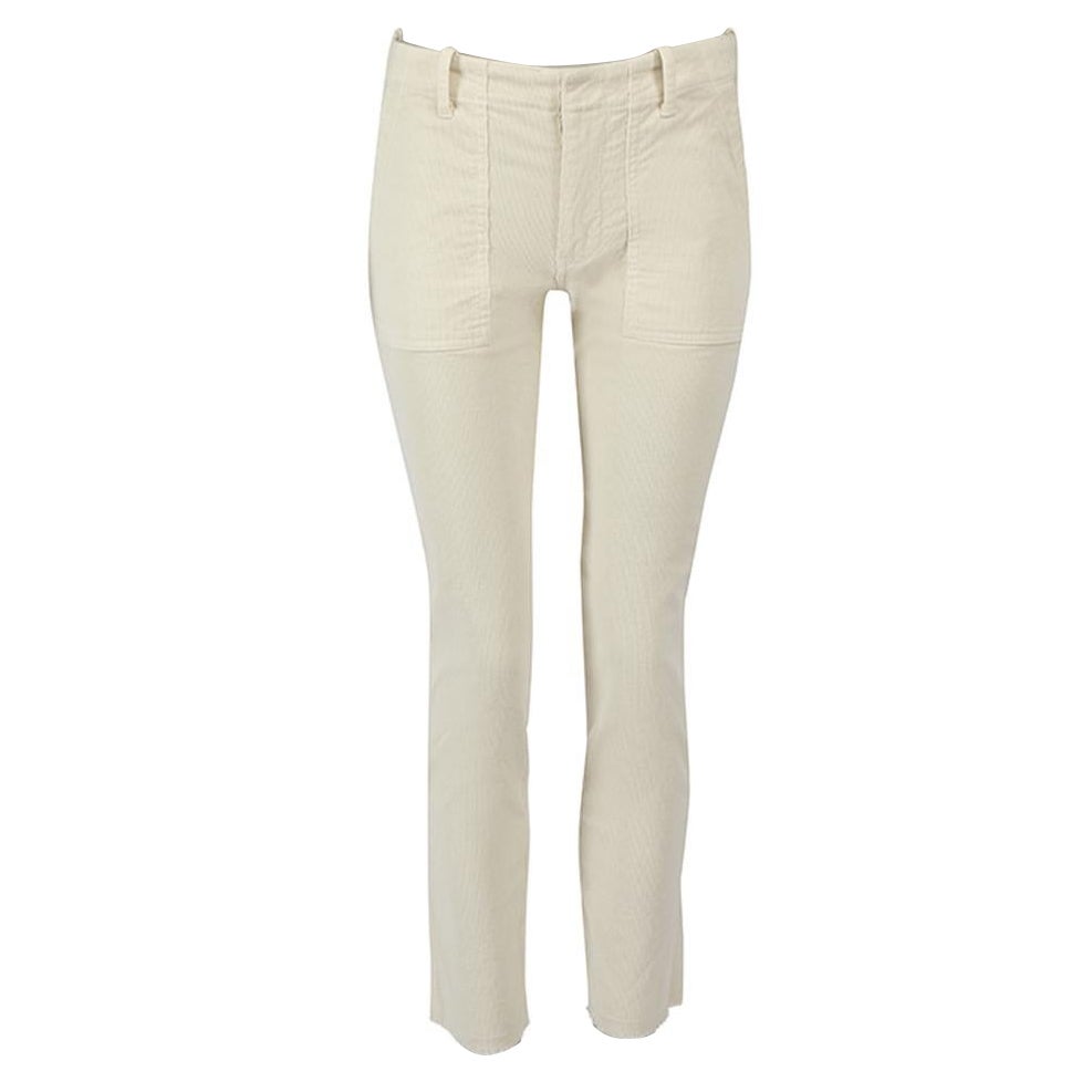Pantaloni a gamba tesa in velluto a coste color ecru di Nili Lotan Taglia XXS