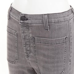 NILI LOTAN Florence grey washed denim patch pockets flare jeans 26"