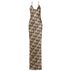 Nili Lotan Snake-Print Silk-Satin Maxi Dress