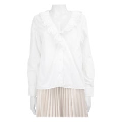 Nili Lotan White Lace Trimmed Shirt Size M