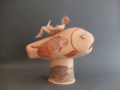 Big fish Nili Pincas Contemporary art sculpture terracotta pastel naive Jonas