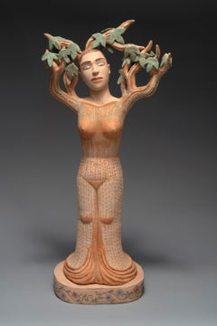 Daphnis Nili Pincas Contemporary art sculpture terracotta pastel woman mythology