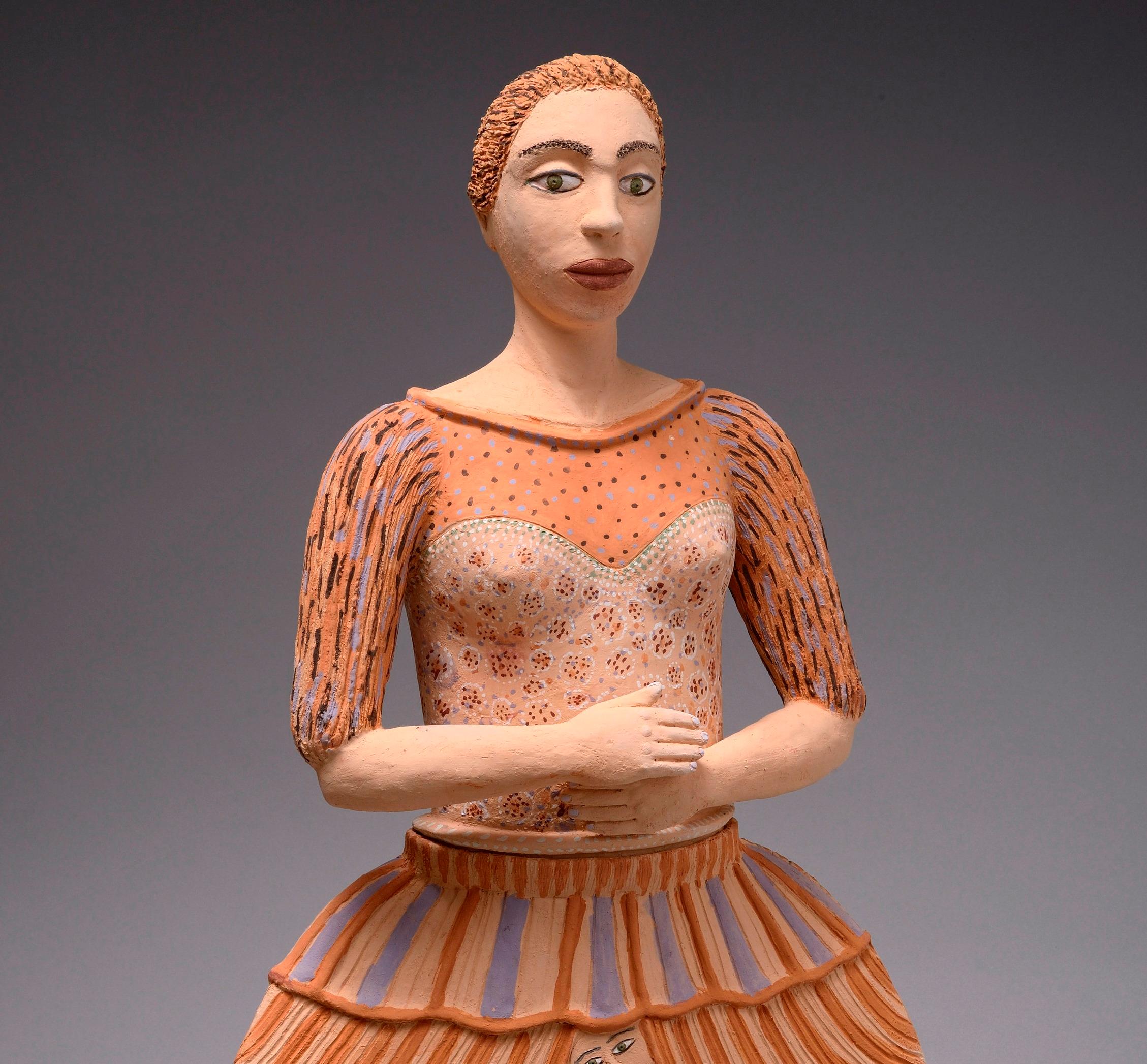 Great menina dancer Nili Pincas Contemporary art sculpture terracotta pastel en vente 2