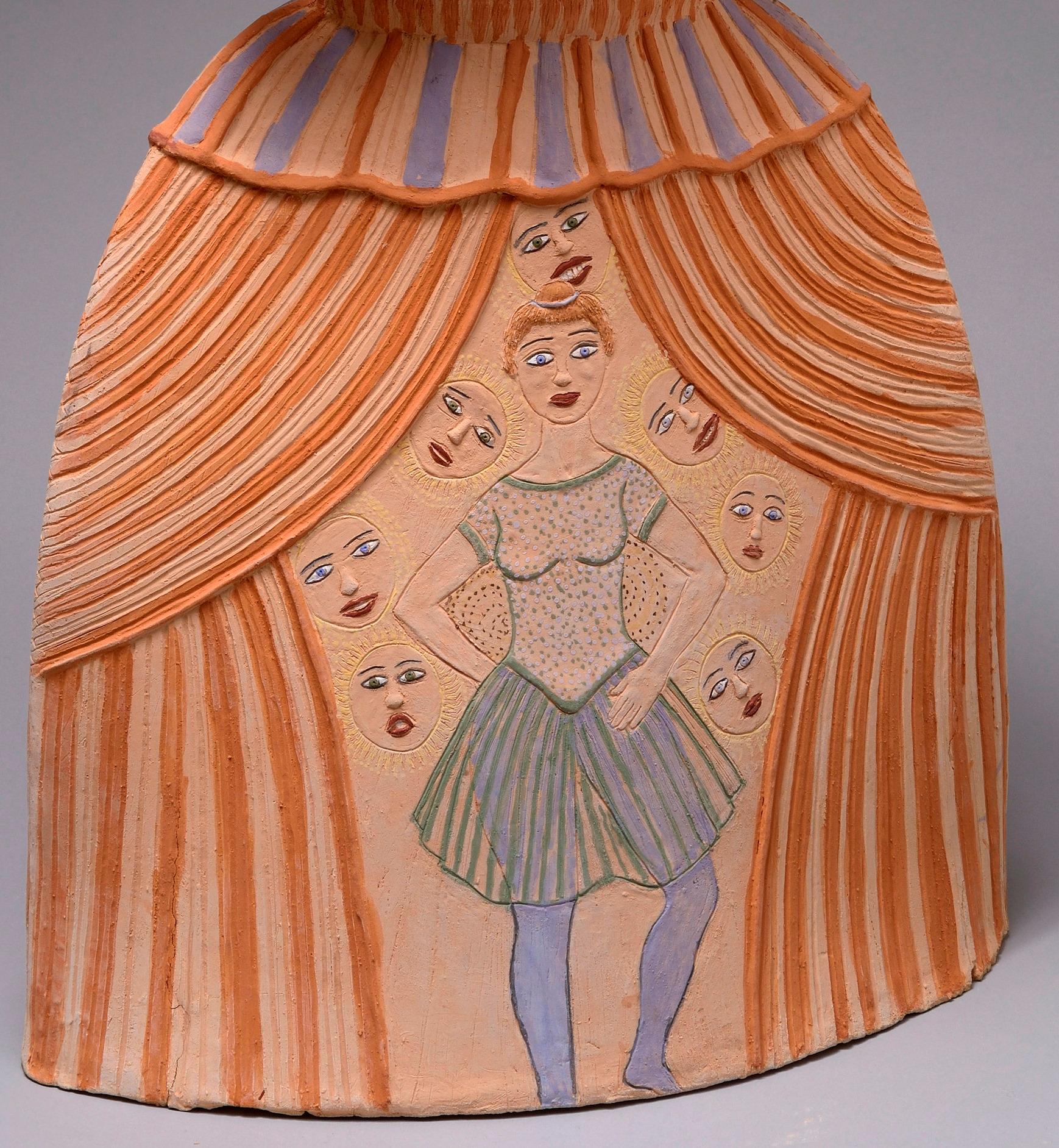 Great menina dancer Nili Pincas Contemporary art sculpture terracotta pastel For Sale 3