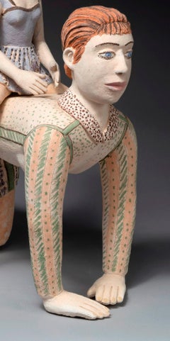 The ride Nili Pincas Contemporary art sculpture terracotta pastel couple femme