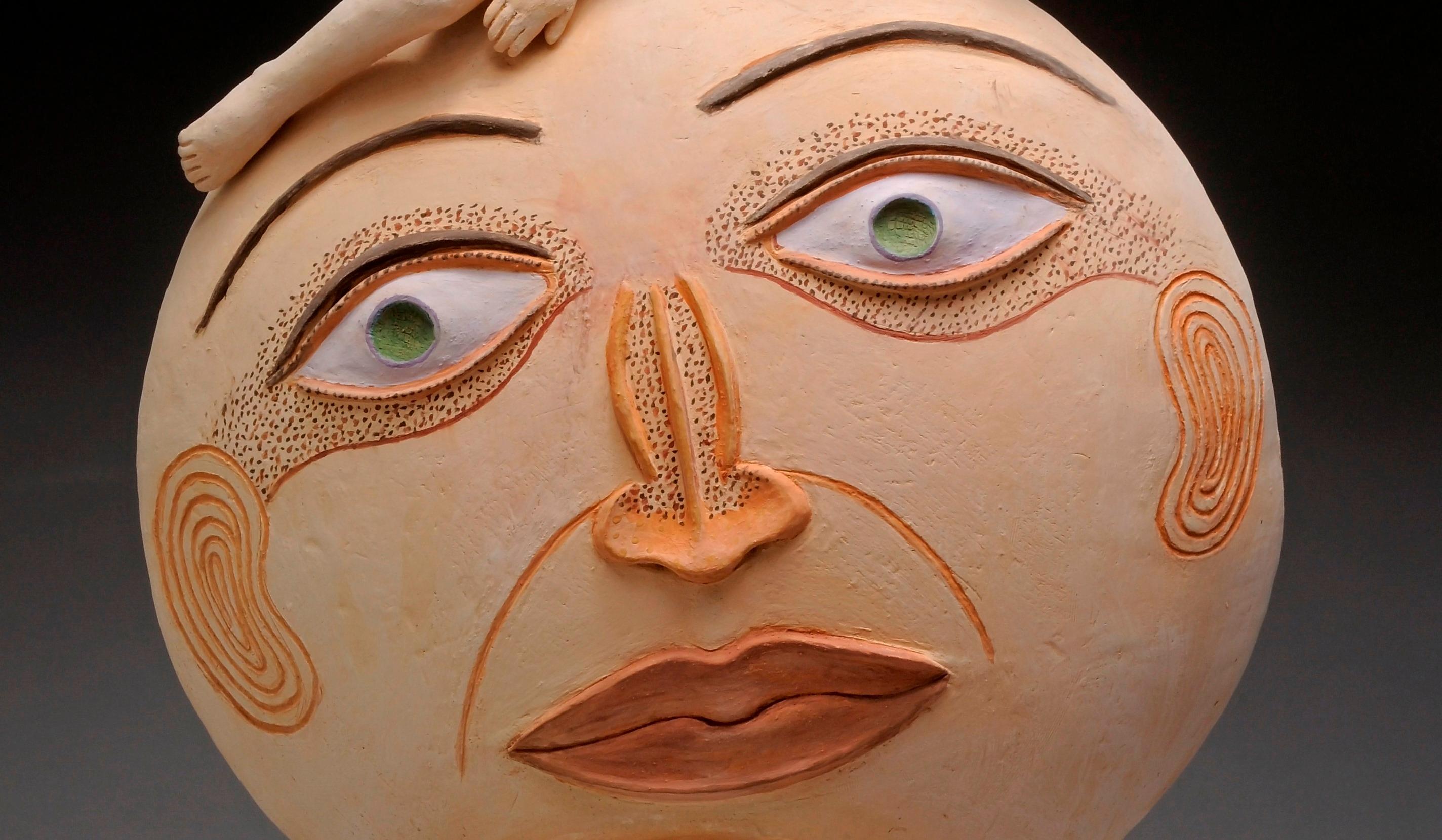 The sun Nili Pincas Contemporary art sculpture terracotta pastel woman dream  en vente 1