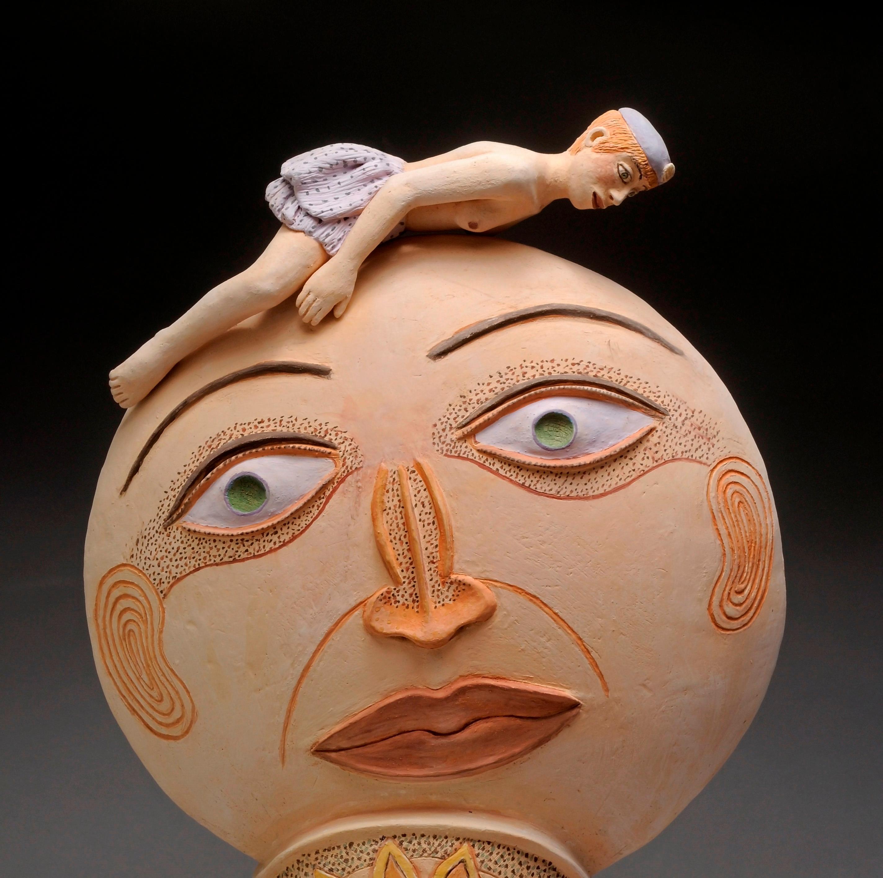 The sun Nili Pincas Contemporary art sculpture terracotta pastel woman dream en vente 3