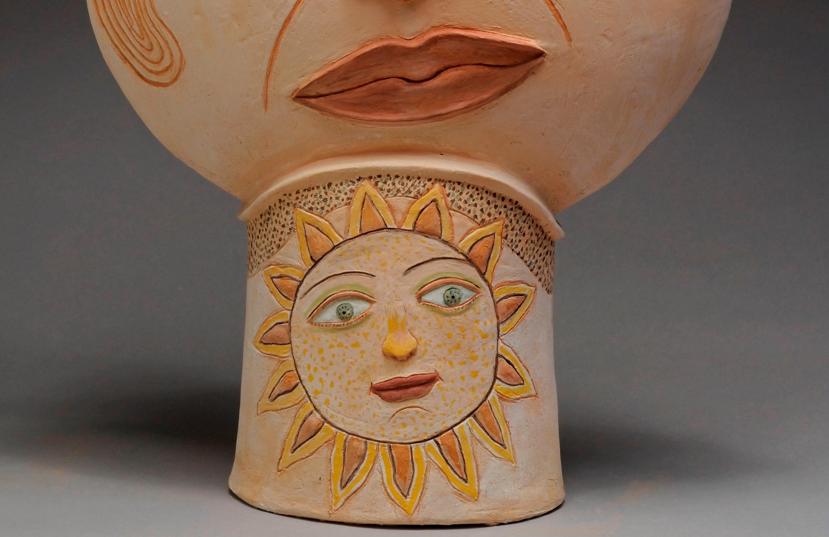 The sun Nili Pincas Contemporary art sculpture terracotta pastel woman dream  en vente 4