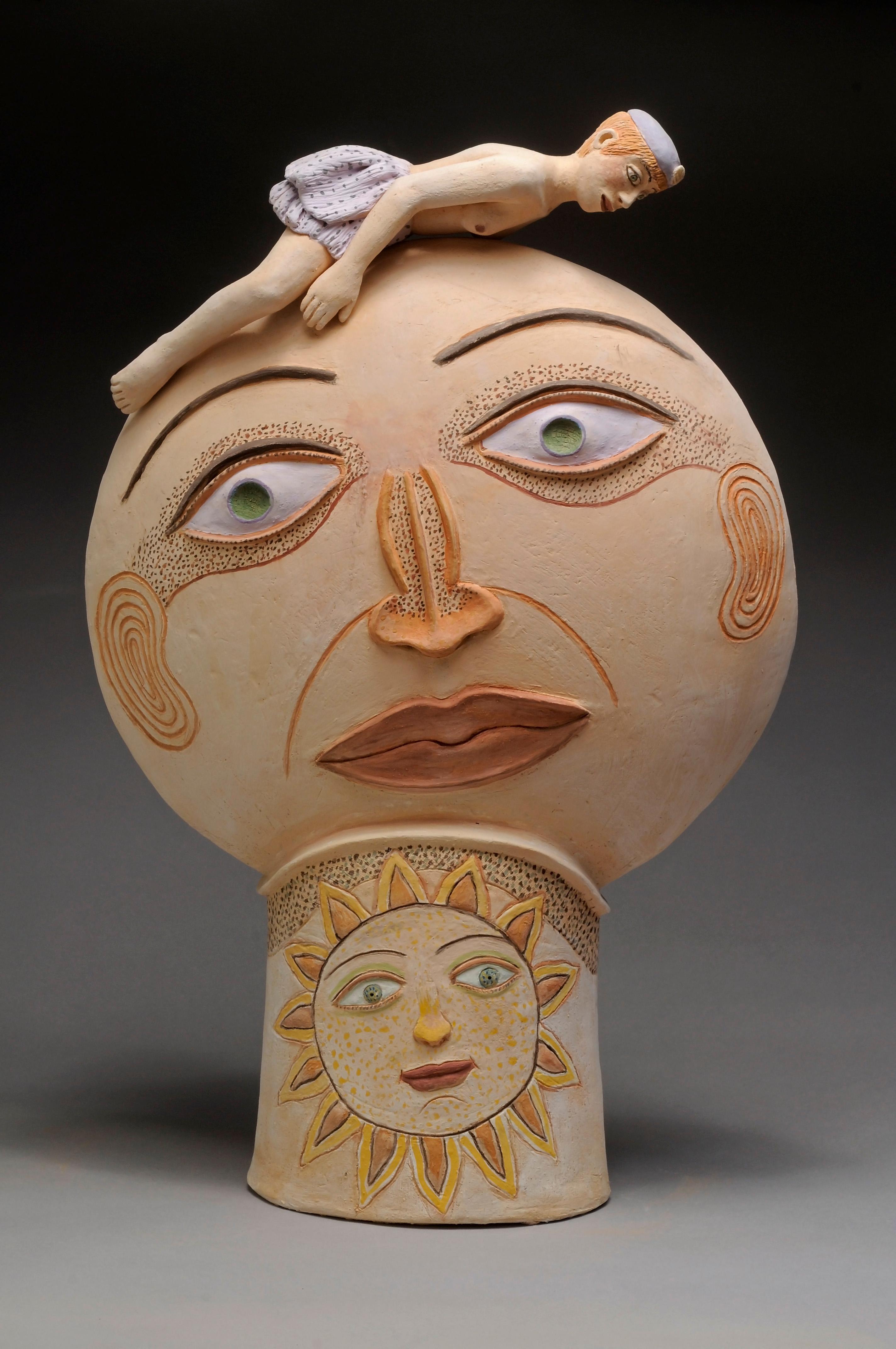 The sun Nili Pincas Contemporary art sculpture terracotta pastell woman dream 