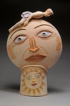 The sun Nili Pincas Contemporary art sculpture terracotta pastel woman dream 