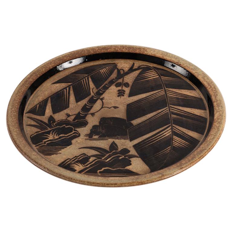 Nills Thorsson para Royal Copenhagen, Plato con motivos de la naturaleza, Dinamarca, años 30 en venta