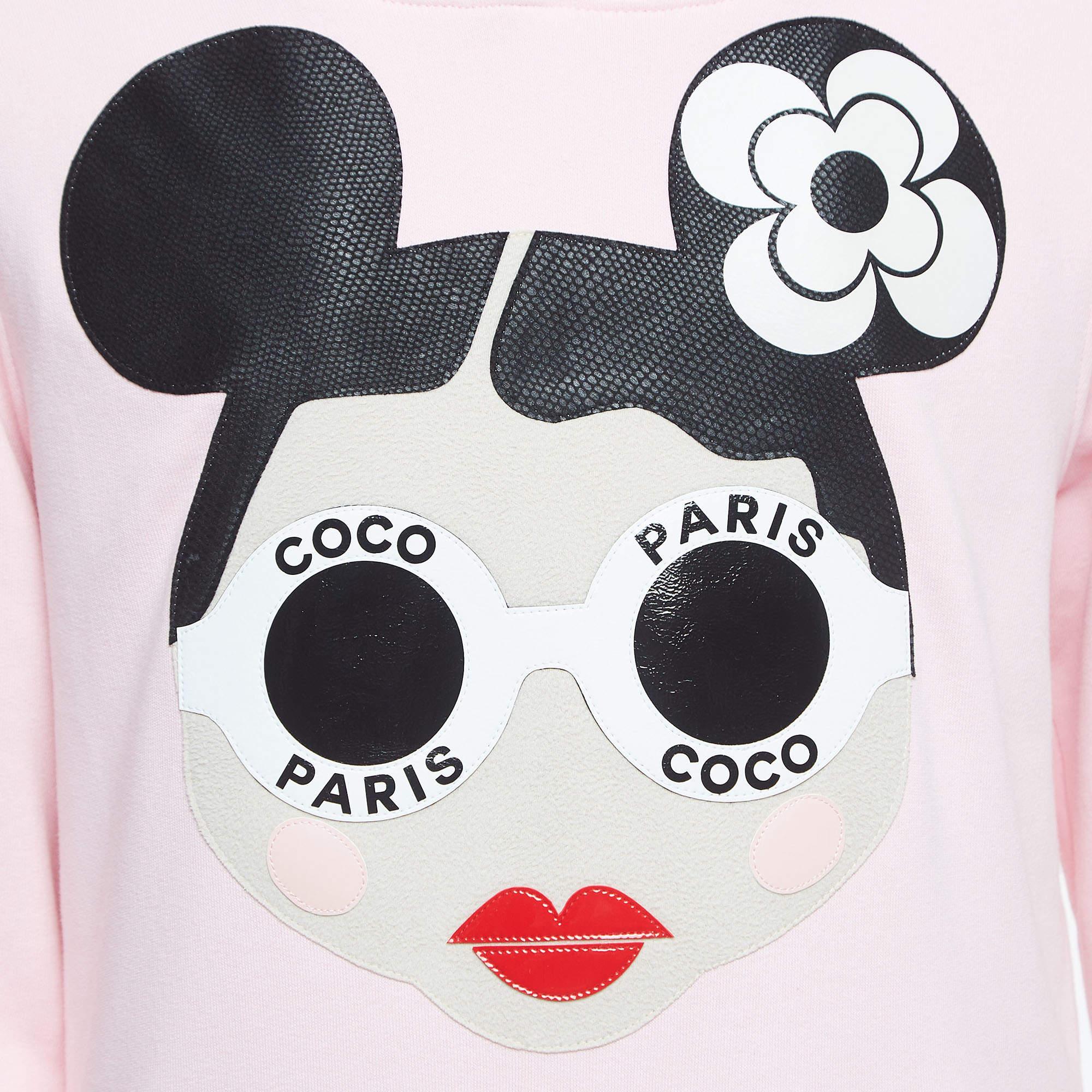 Gray Nil+Mon Pink Sunglass Girl Patch Cotton Hoodie (12-14 Yrs) For Sale