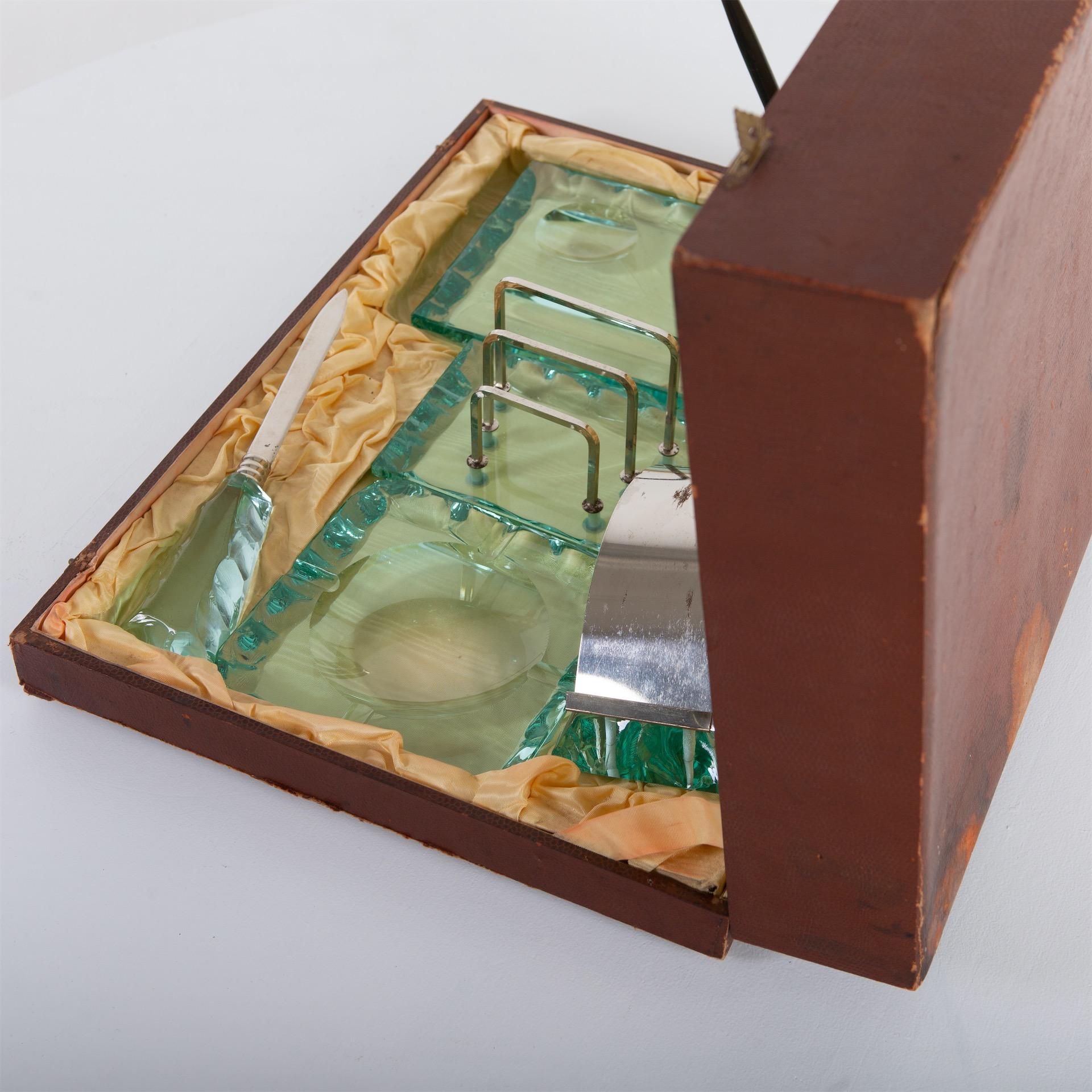 Nilo Glass Desk Set, Attributed to Pietro Chiesa for Fontana Arte, Italy, 1950s In Good Condition In Greding, DE