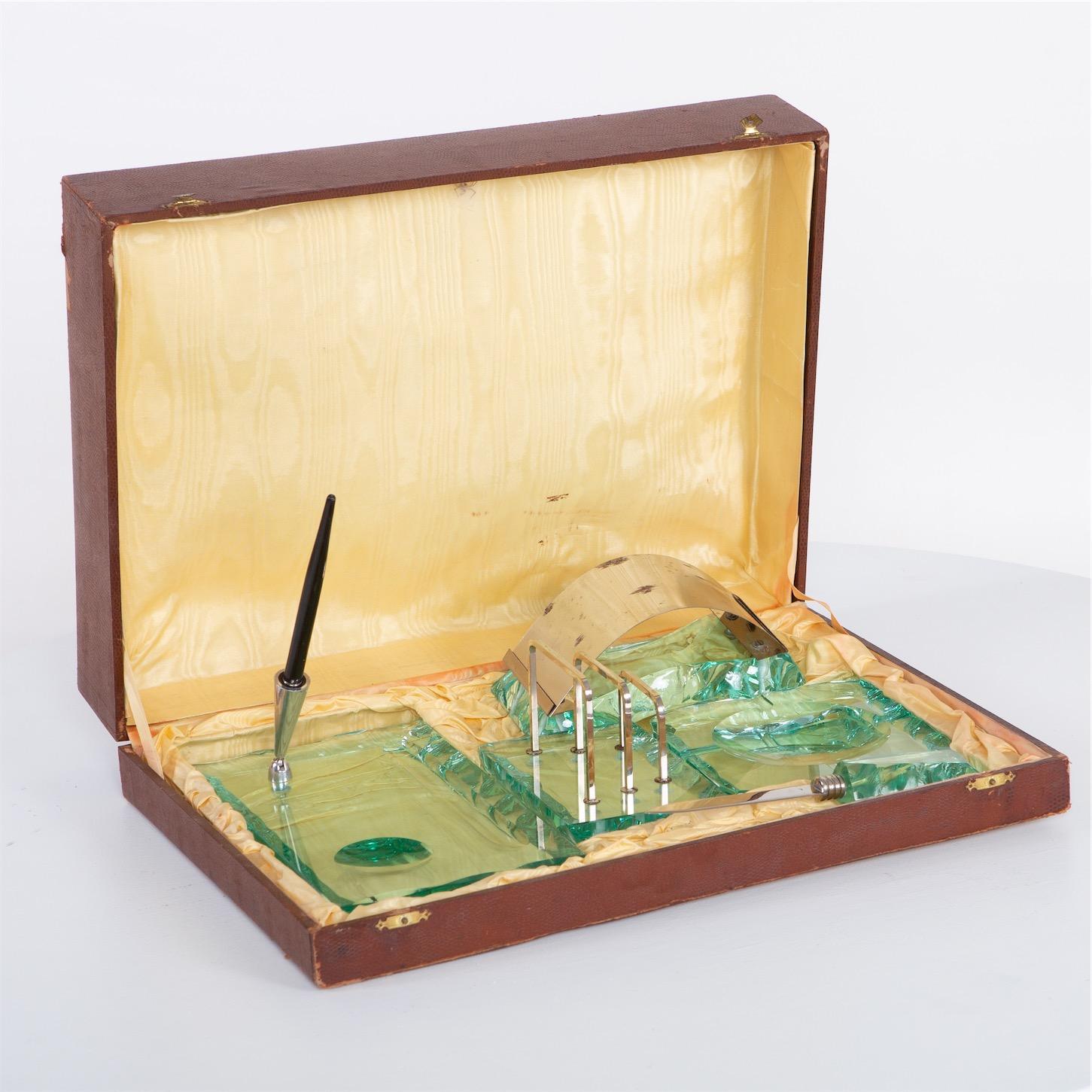 Nilo Glass Desk Set, Attributed to Pietro Chiesa for Fontana Arte, Italy, 1950s 2