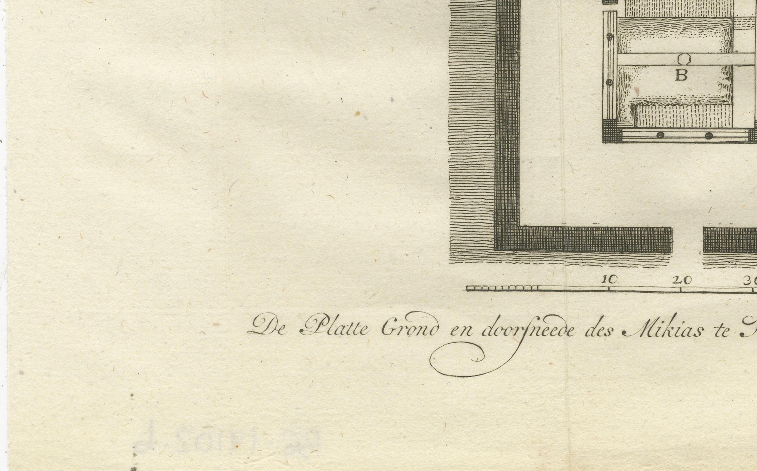 Néerlandais Nilomètre au Caire - Section et plan pour mesurer les crues du Nil, Egypte 1776 en vente