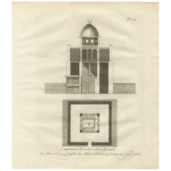 Nilomètre au Caire - Section et plan pour mesurer les crues du Nil, Egypte 1776