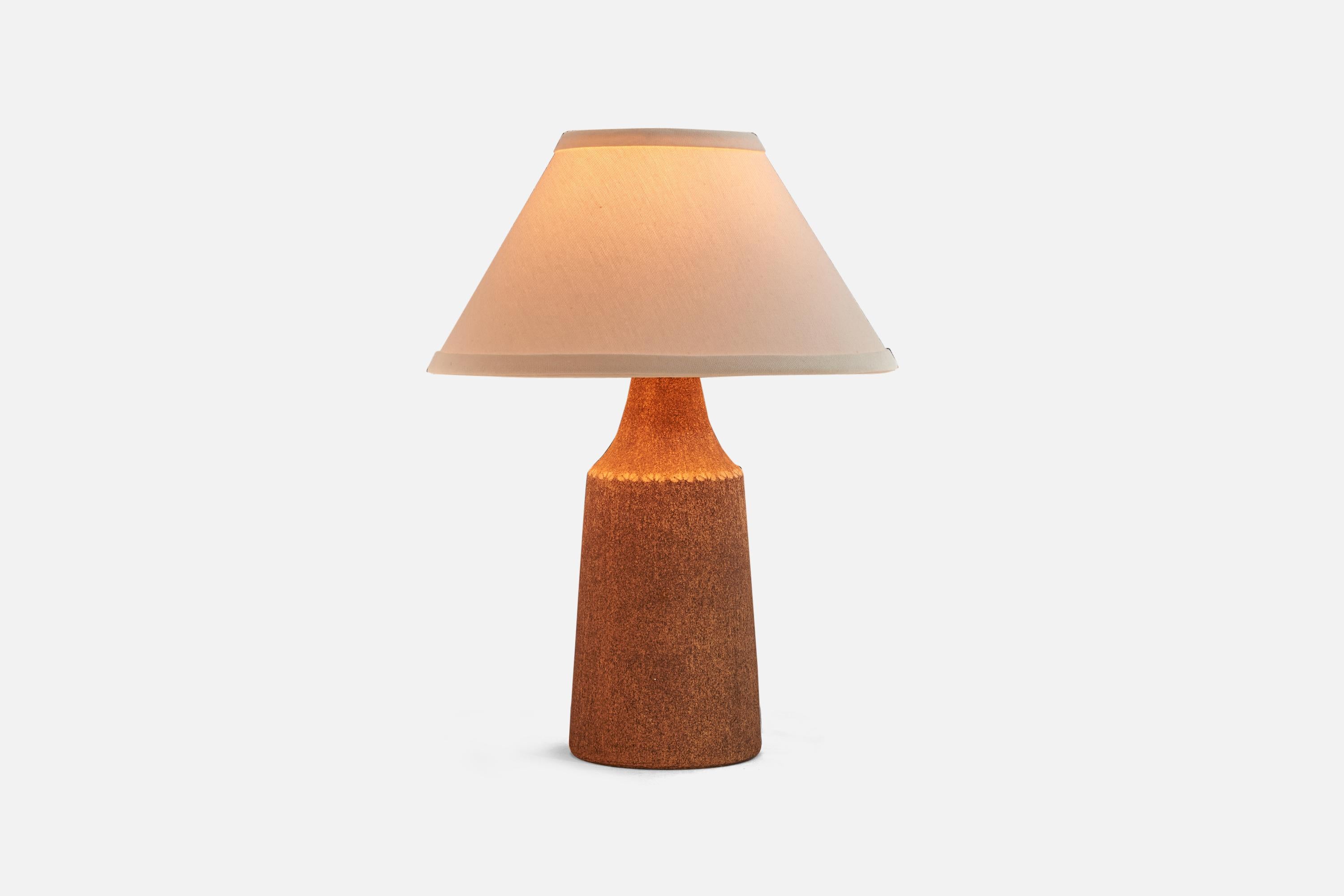 Swedish Nils Allan Johannesson, Table Lamp, Brown Glazed Stoneware, Sweden, c. 1960s For Sale