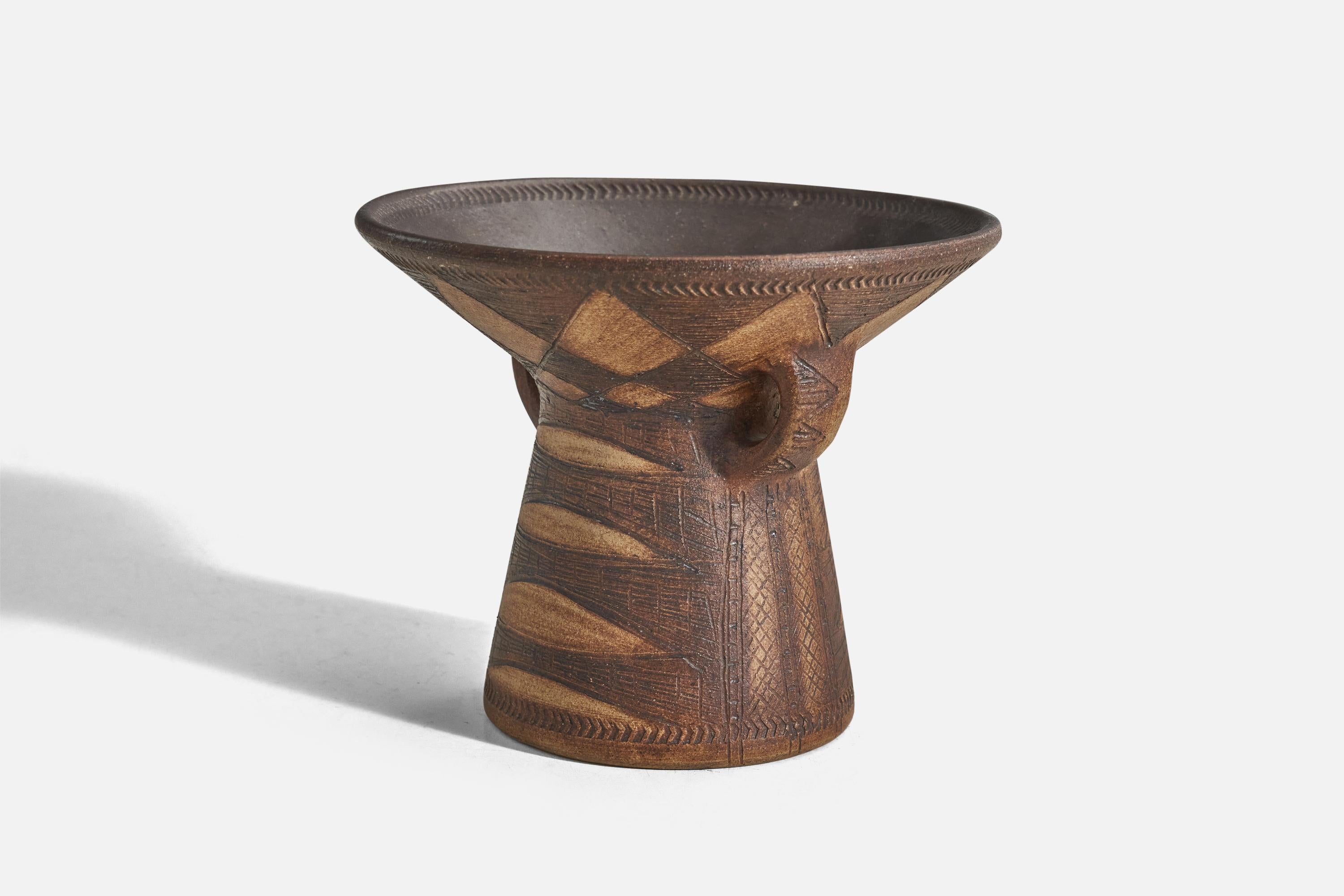 Mid-Century Modern Nils Allan Johannesson, Vase, Brown-Glazed Stoneware, Sweden, 1960s For Sale