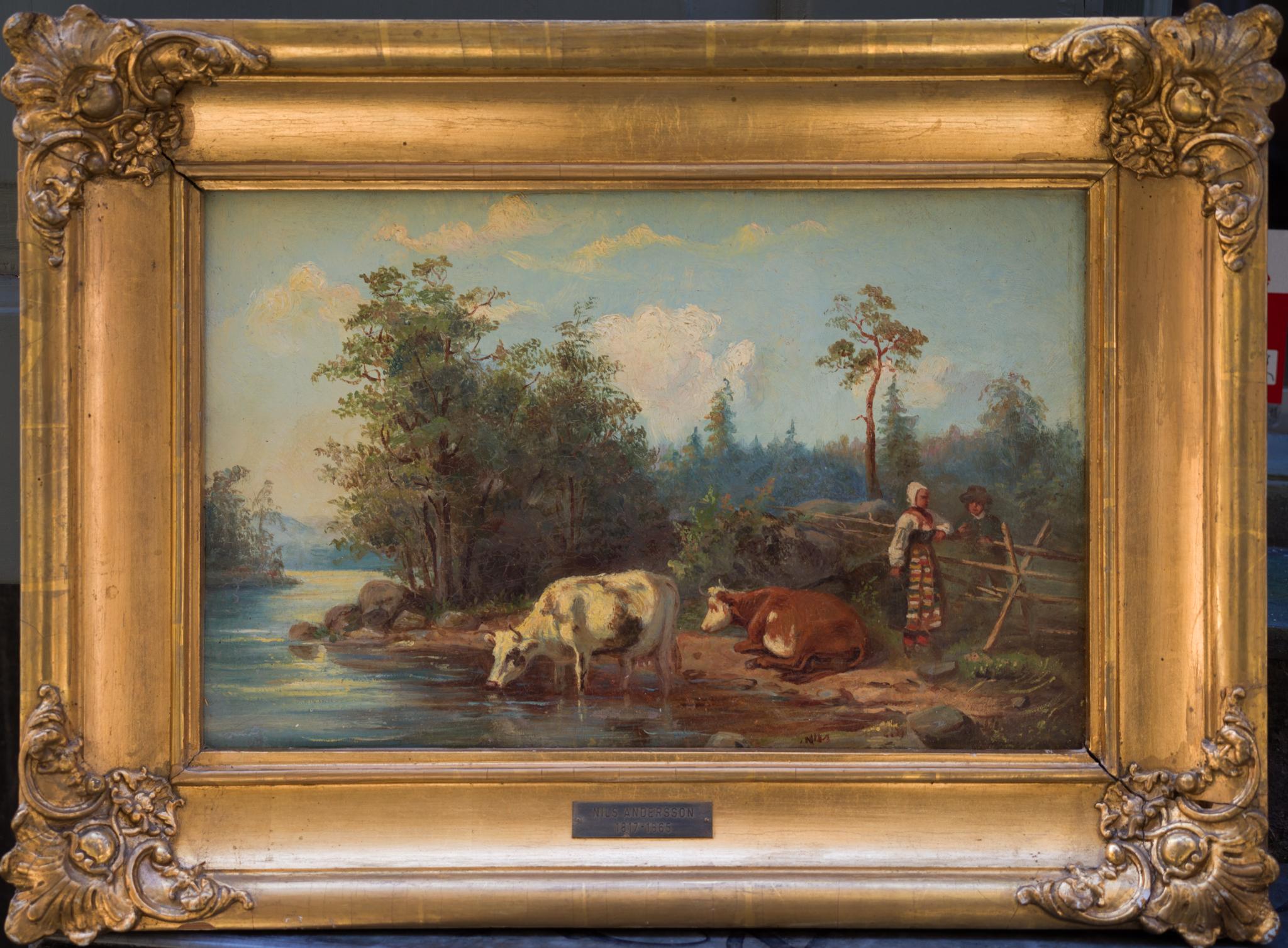 Die Konversation am Zaun – Painting von Nils Andersson