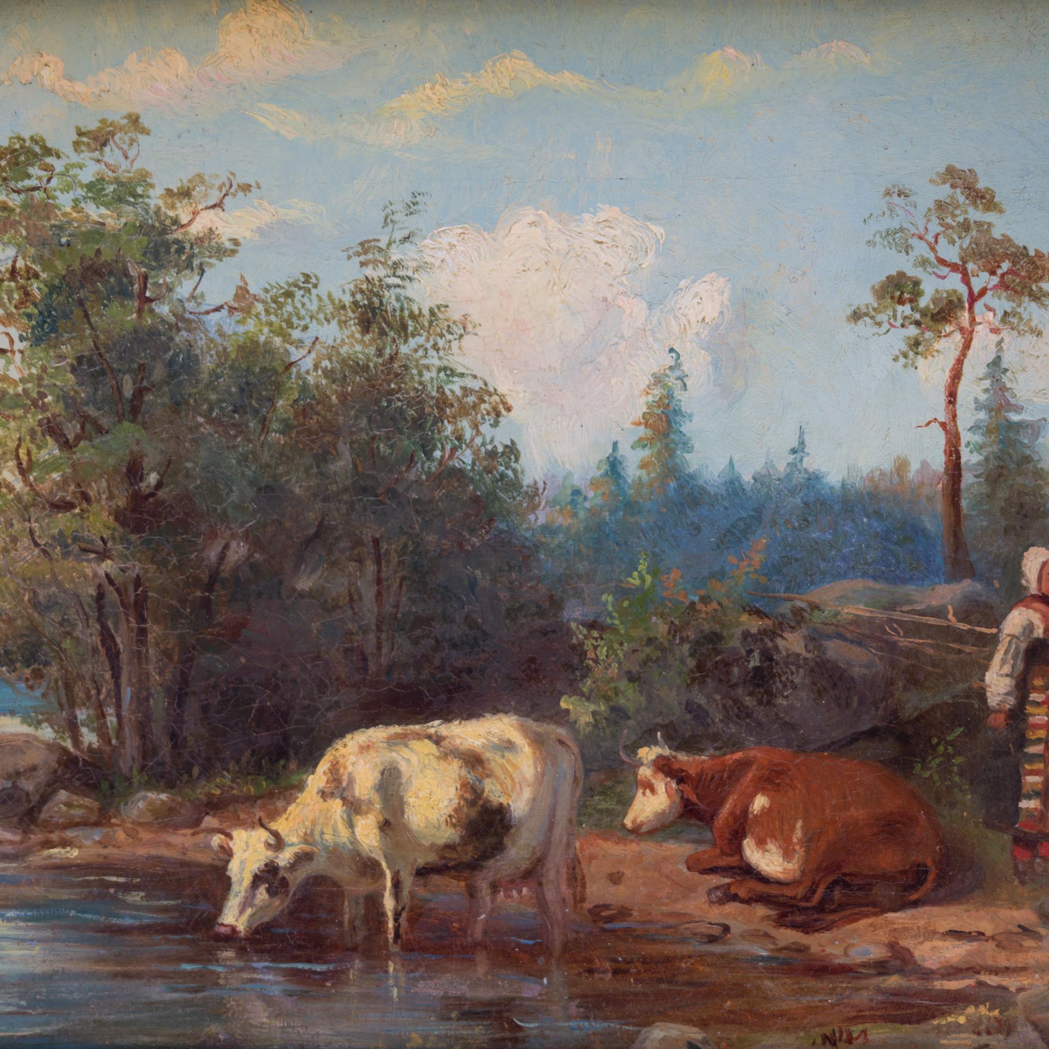 Die Konversation am Zaun (Realismus), Painting, von Nils Andersson